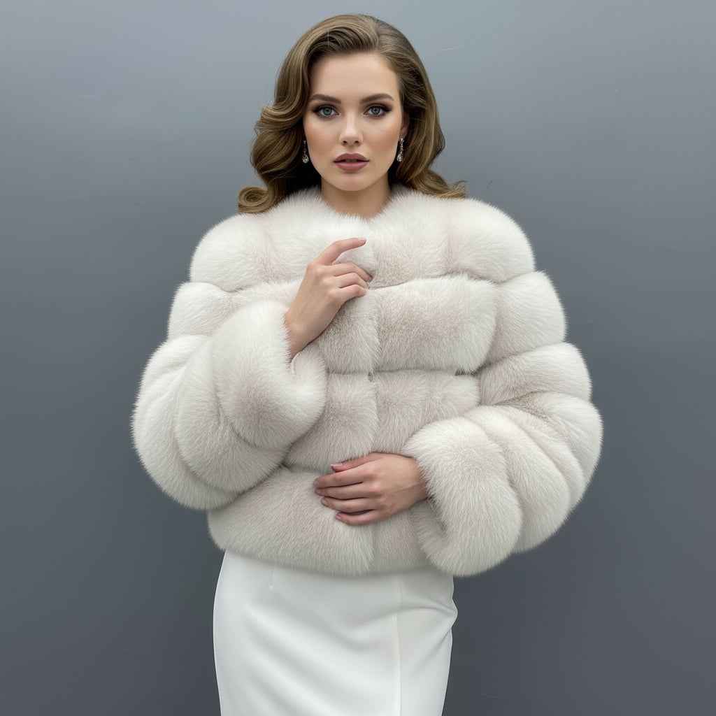 New Arrival Luxury Fox Fur Coat - Round Neck with 6-Panel Sleeves & 4-Panel Body