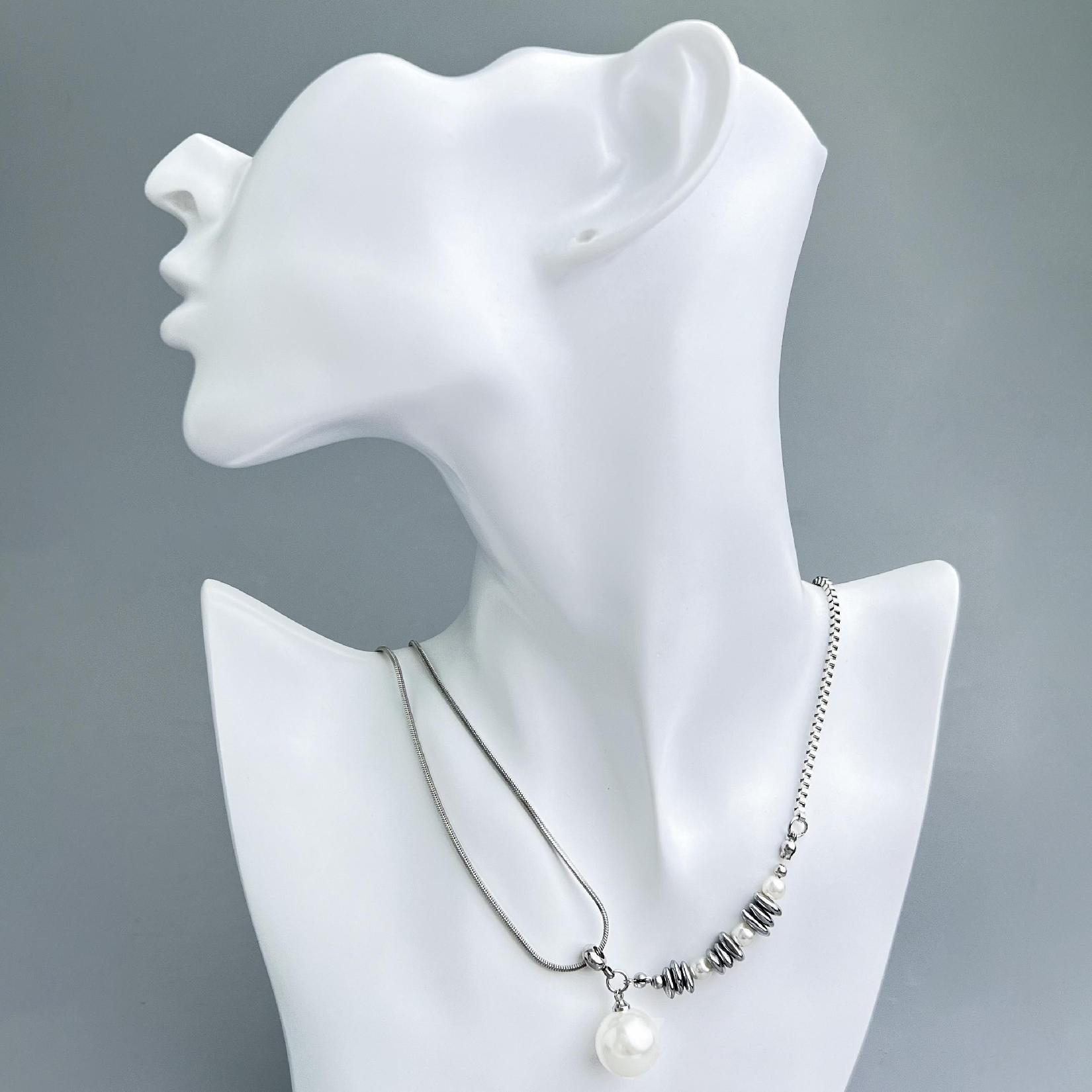 French Vintage Pearl Silver-Tone Drawstring Adjustable Choker Necklace - Janefur
