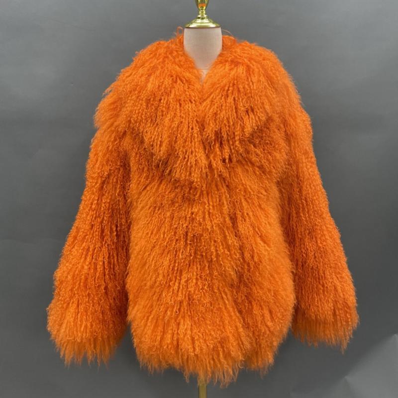 Janefur Lamb fur Collar Shearling Mid-length Coat - Janefur