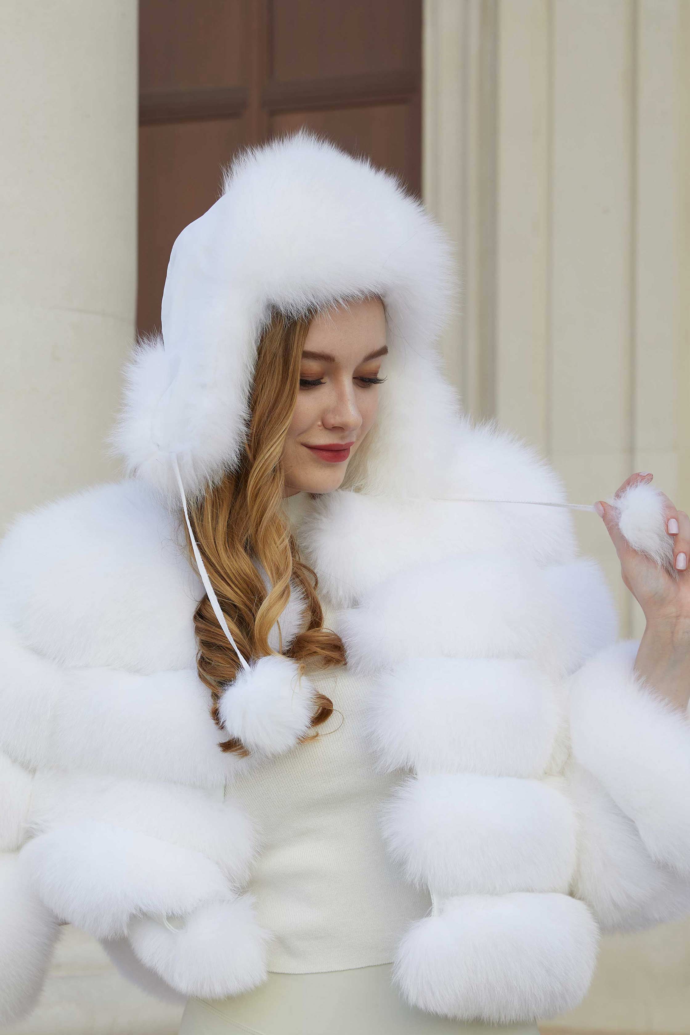 Women Natural Fur Hats Winter Thick Warm Ears Bomber Hat Lady Fur Cap - Janefur