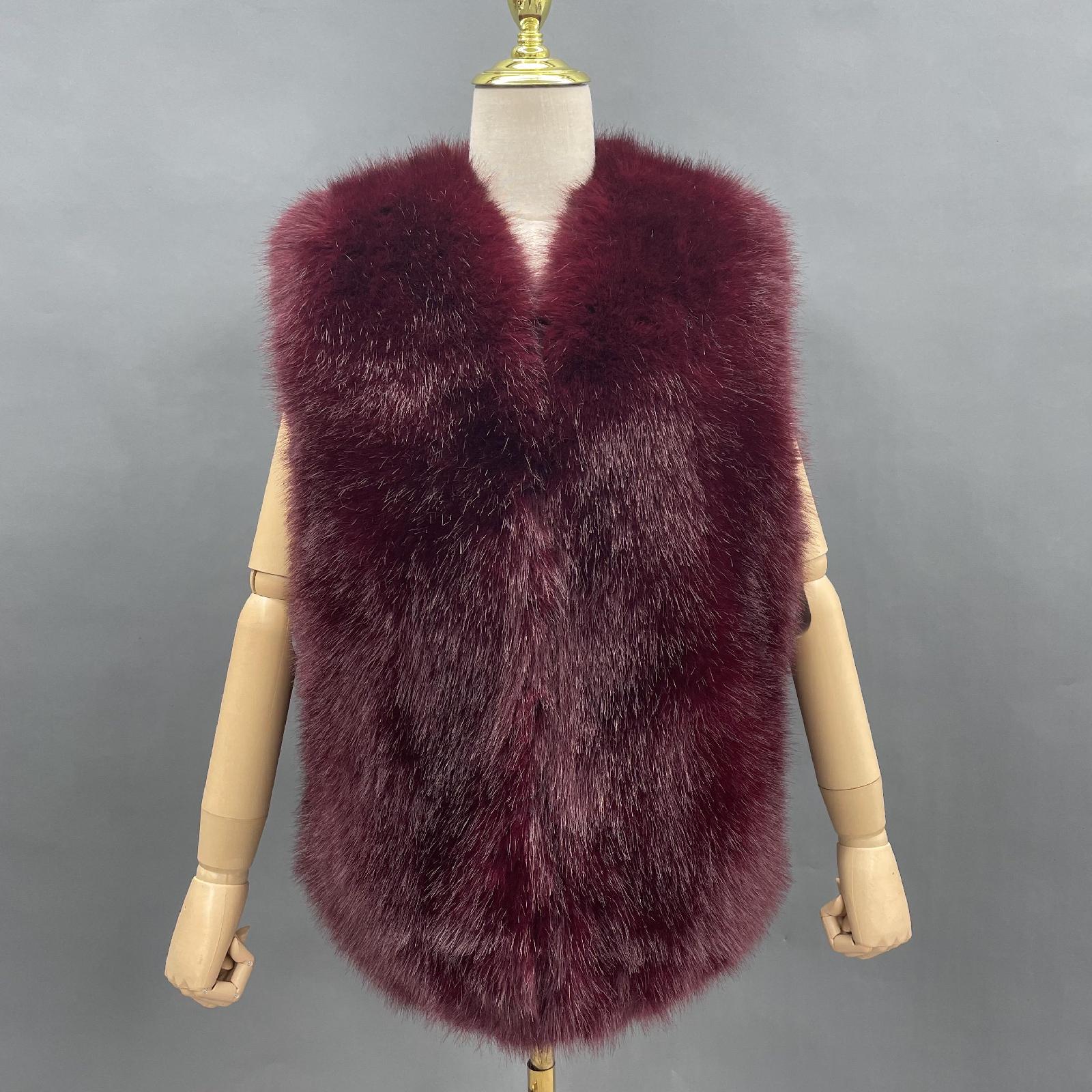 Women's Short Slim-fit Versatile Faux Fur Vest Whole Eco Fur Vest - Janefur