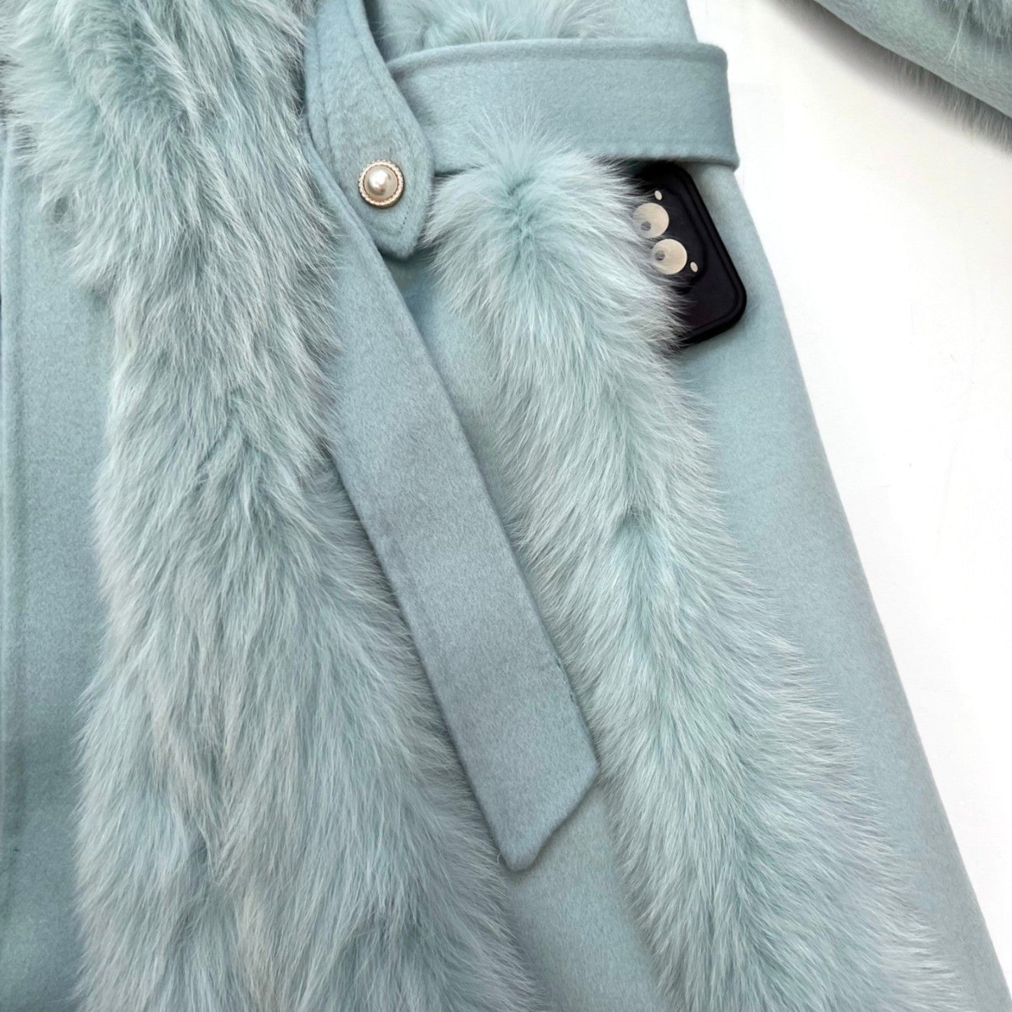Trendy New Cashmere Spliced Fox Fur Long Down Jacket - Janefur