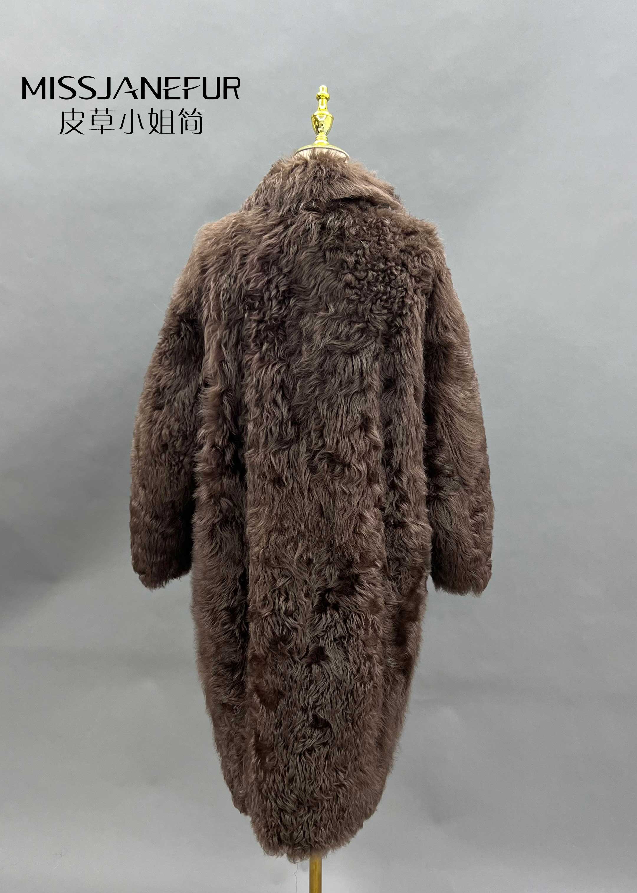 Missjanefur Brown Long Wool Coat Furs Being Clothing - Janefur