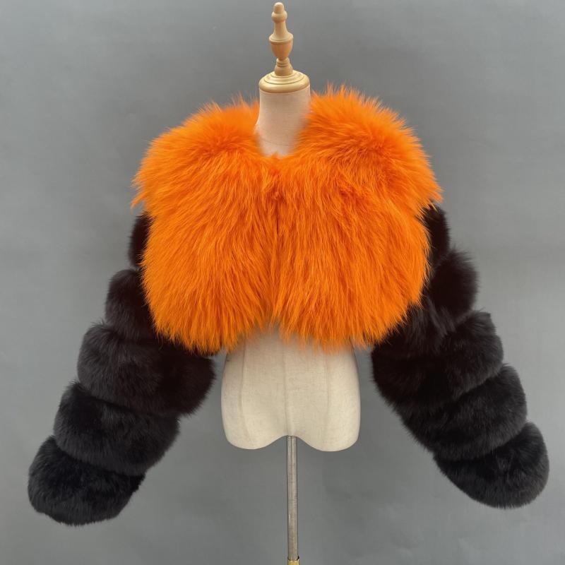 New Design Short Women's Real Fur Vest With Long Sleeves - Janefur