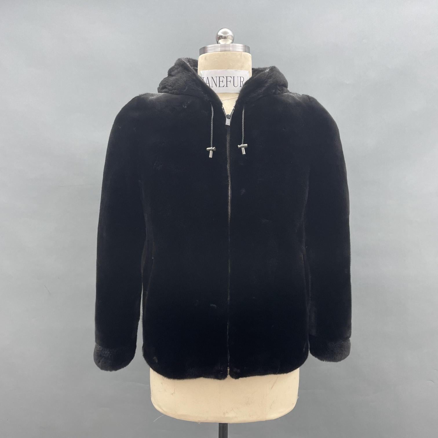 Men's Mink Fur Coat With a Hood - Janefur