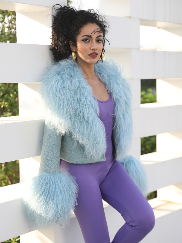 Janefur Womens Charming Ultra-short Mongolian Lamb Fur Coat Fashion Outerwear Fur Jacket - Janefur