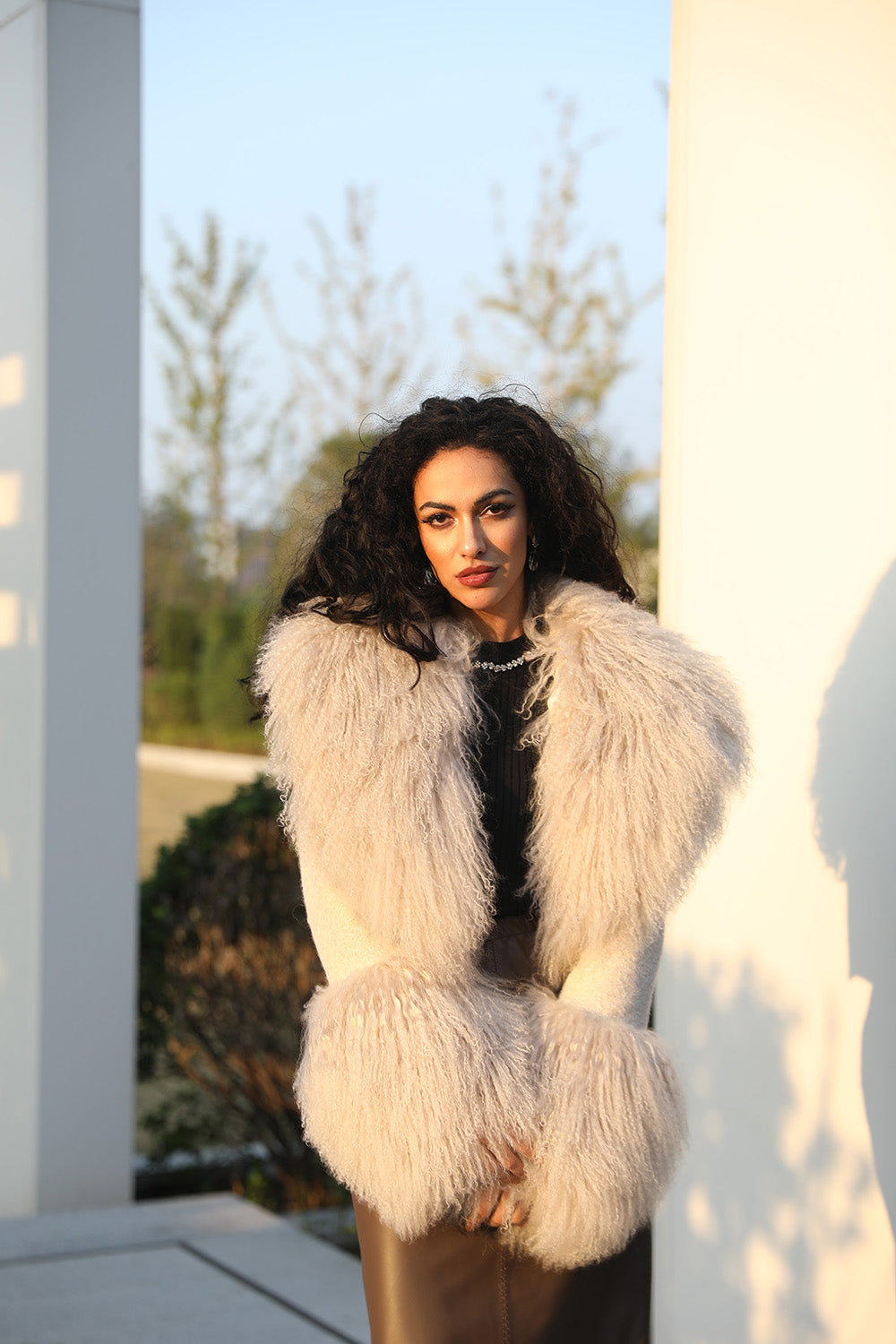 Janefur Womens Charming Ultra-short Mongolian Lamb Fur Coat Fashion Outerwear Fur Jacket - Janefur
