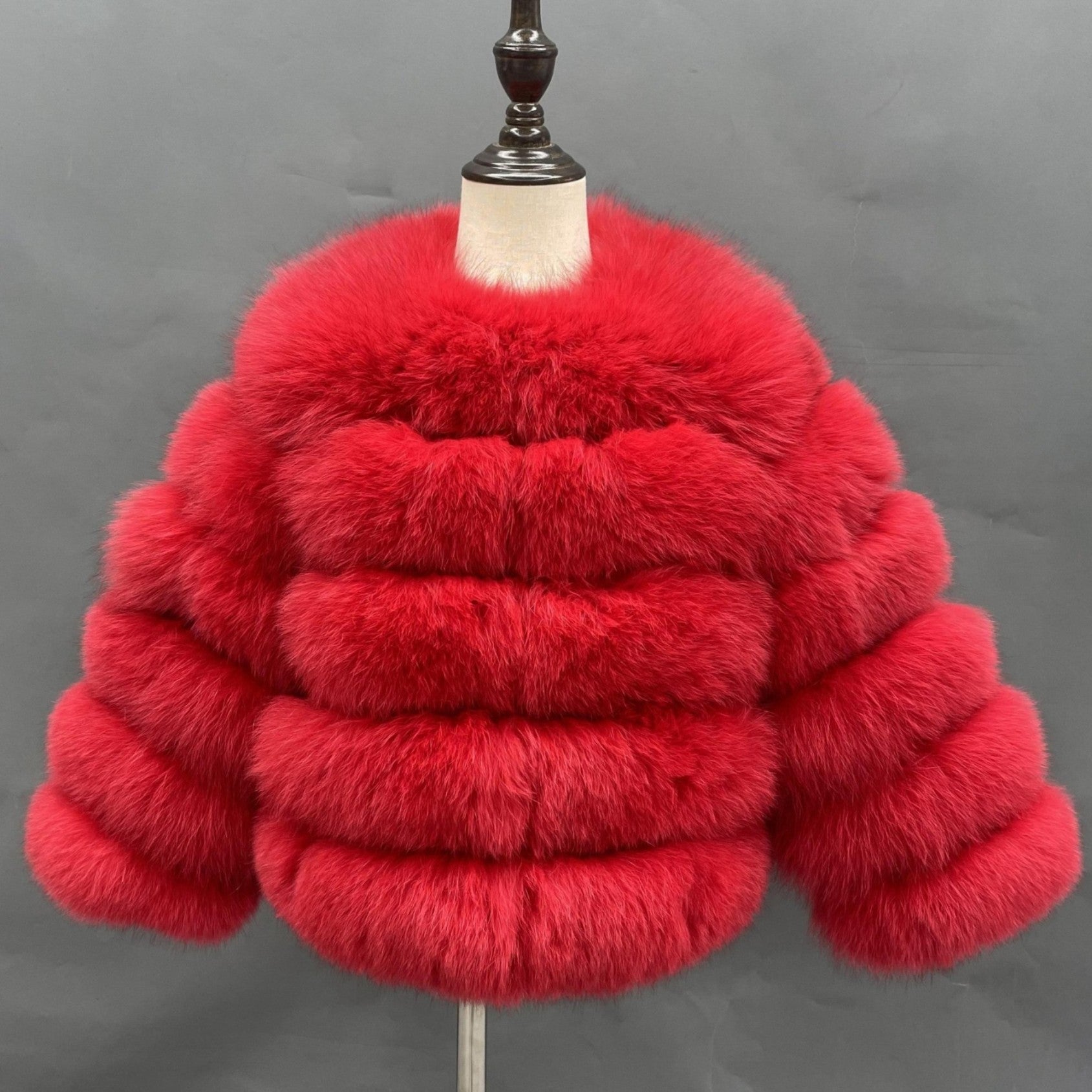 New Children's Winter Five Section Fox Fur Coat Windproof and Warm Parent-Child Model Coat - Janefur