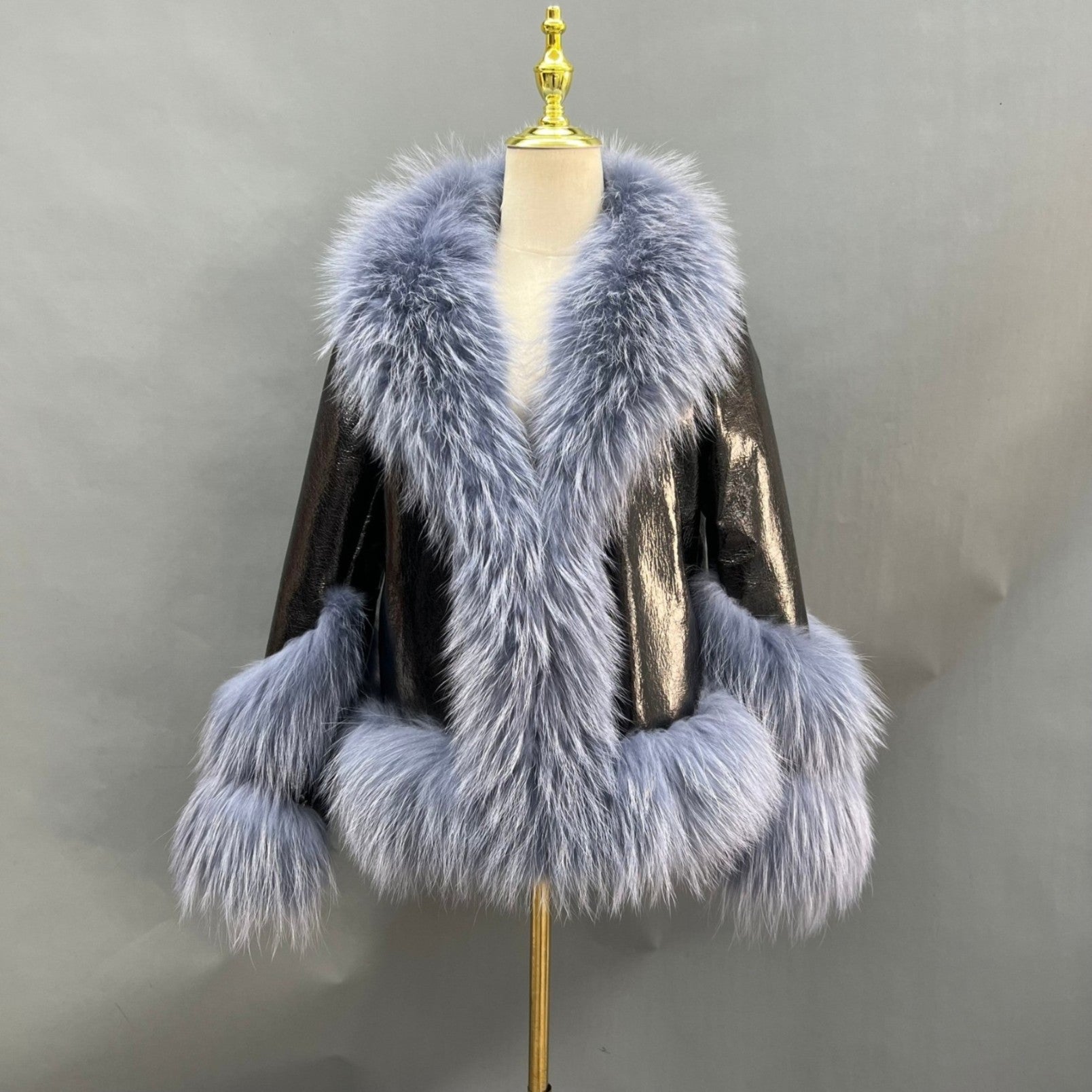 Women's shiny raccoon fur lapel down liner coat - Janefur
