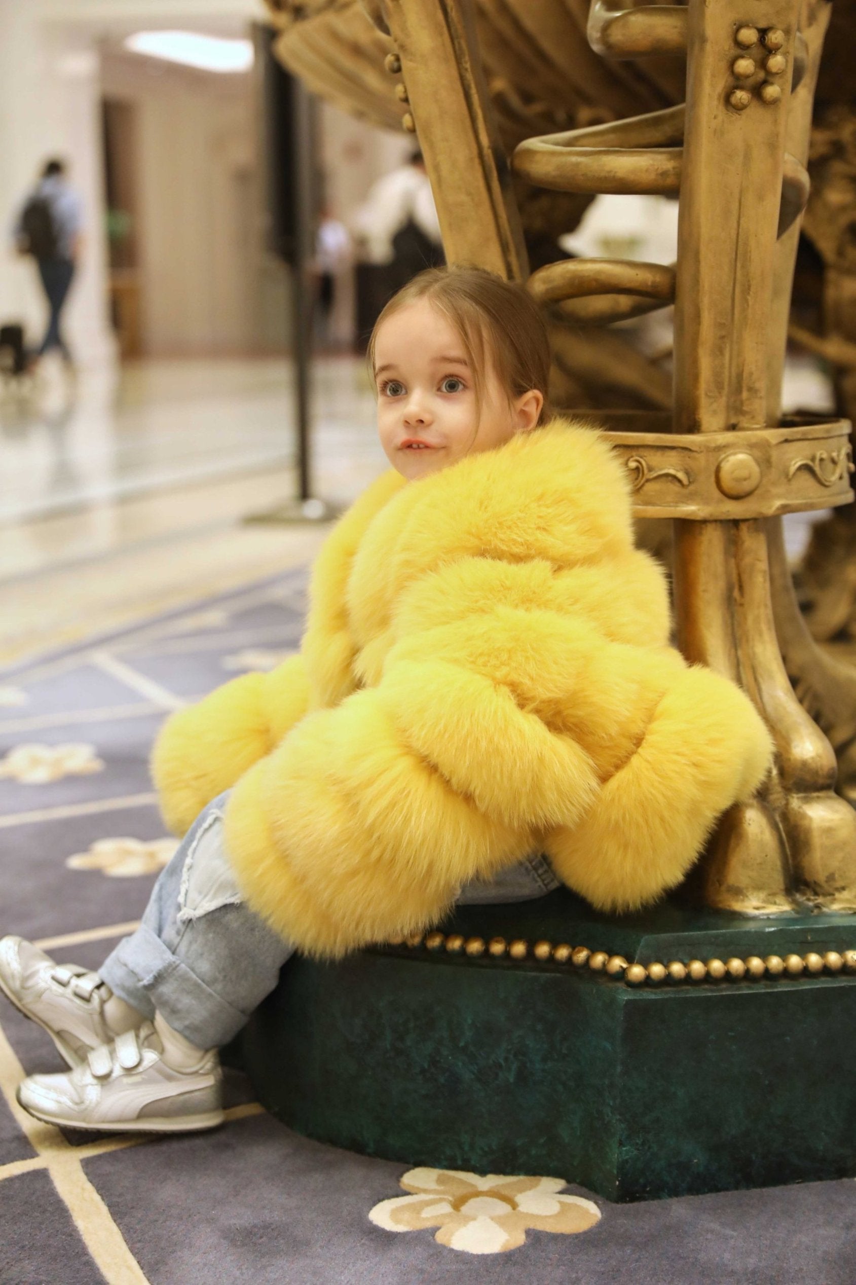 New Children's Winter Five Section Fox Fur Coat Windproof and Warm Parent-Child Model Coat - Janefur