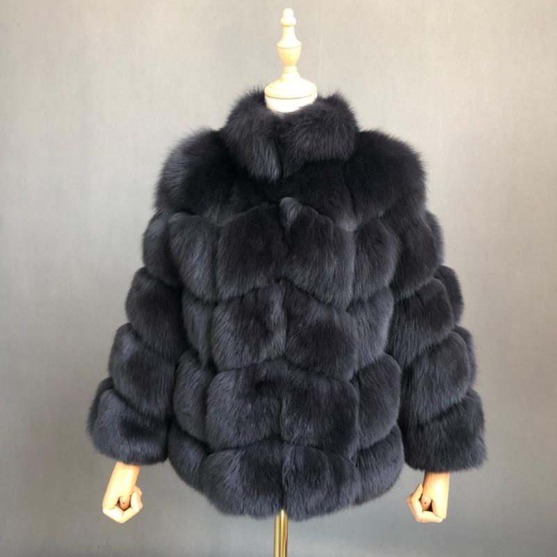 Winter Luxury Blue Fox Coat Real Fox Fur Women's Fashion Jacket - Janefur