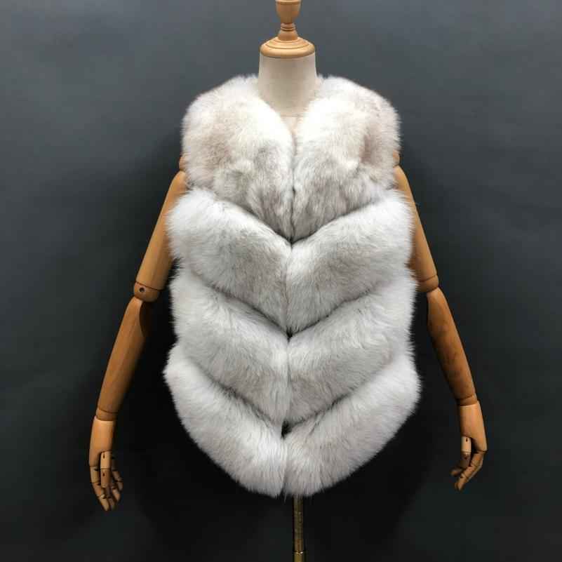 Wholesale Women's Classic Winter Warm Short Fox Fur Vest Casual Solid Color - Janefur