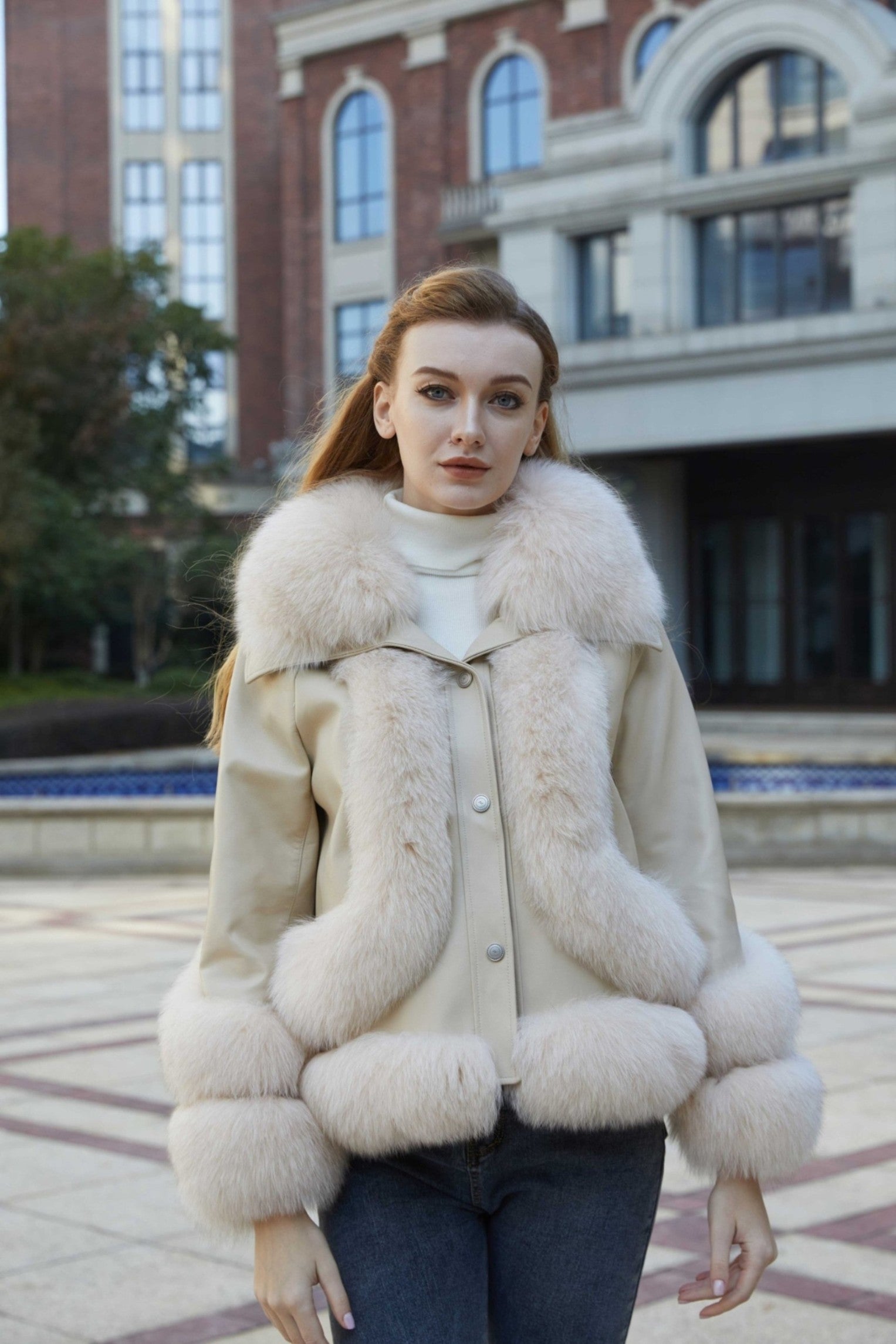 Women's Fox Fur Lapel Down Inner Jacket - Janefur
