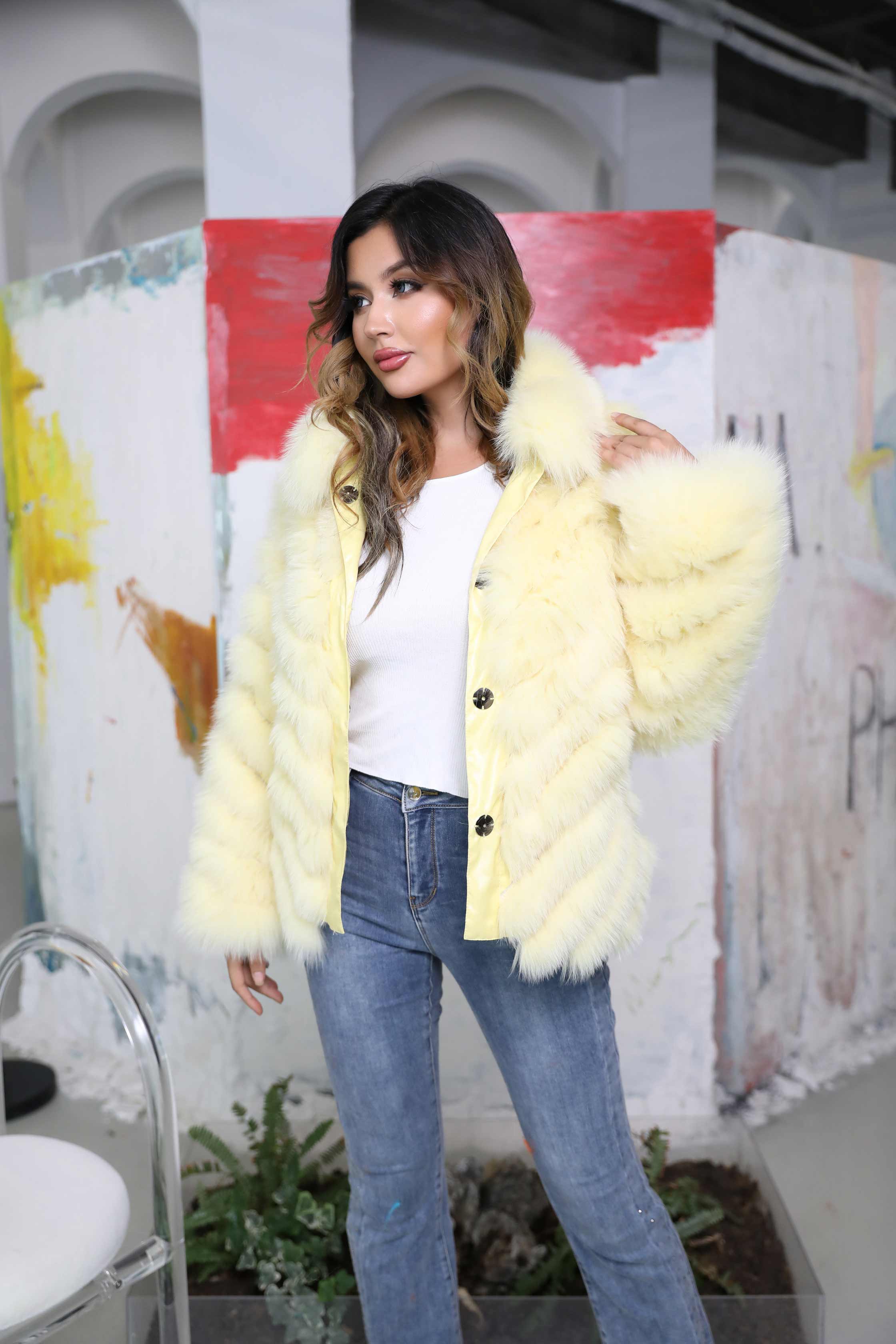 Detachable Collar Two-sided Real Fox Fur Winter Women's Short Coat - Janefur
