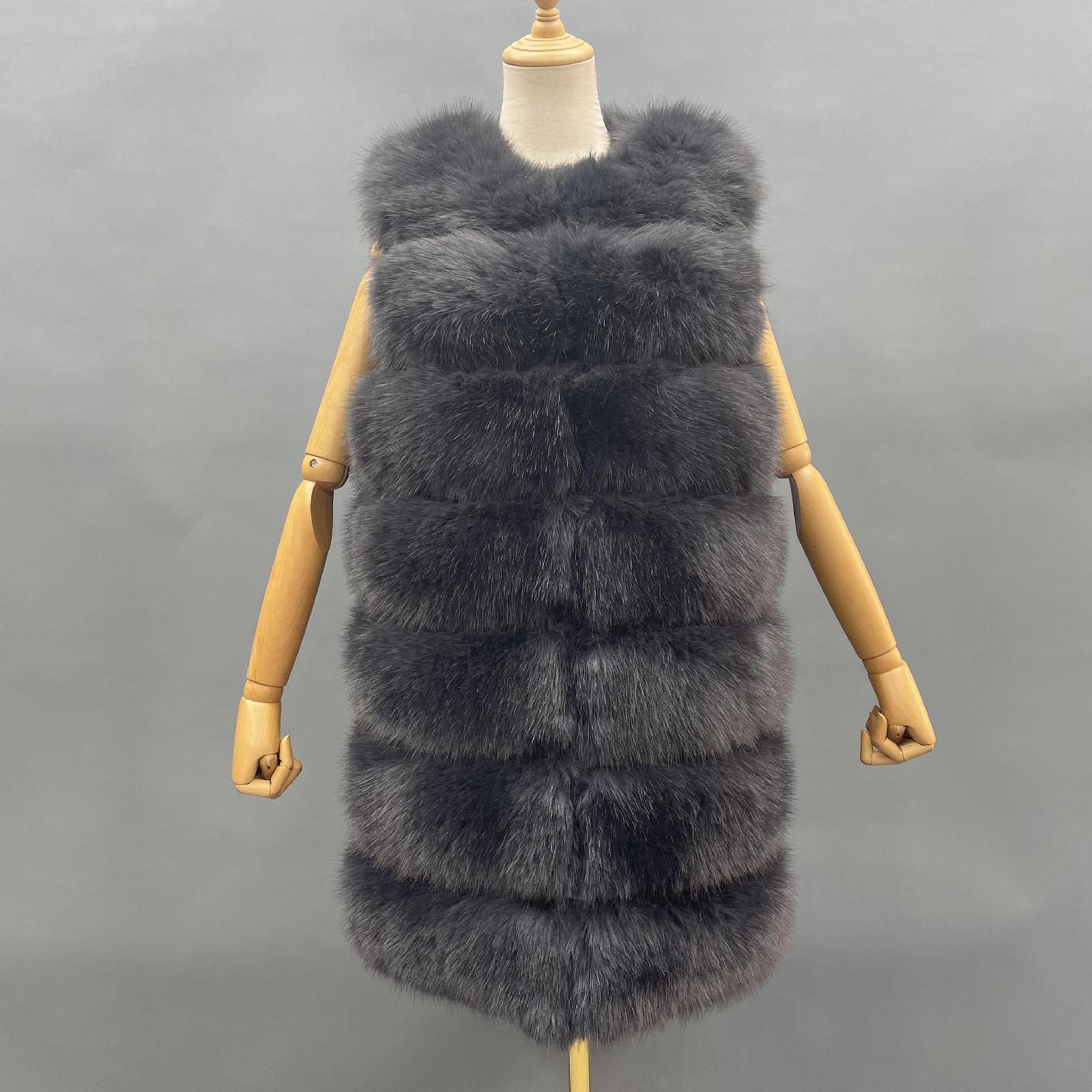Spring and Autumn New Style Long Faux Fur Vest Eco Fur Vest - Janefur