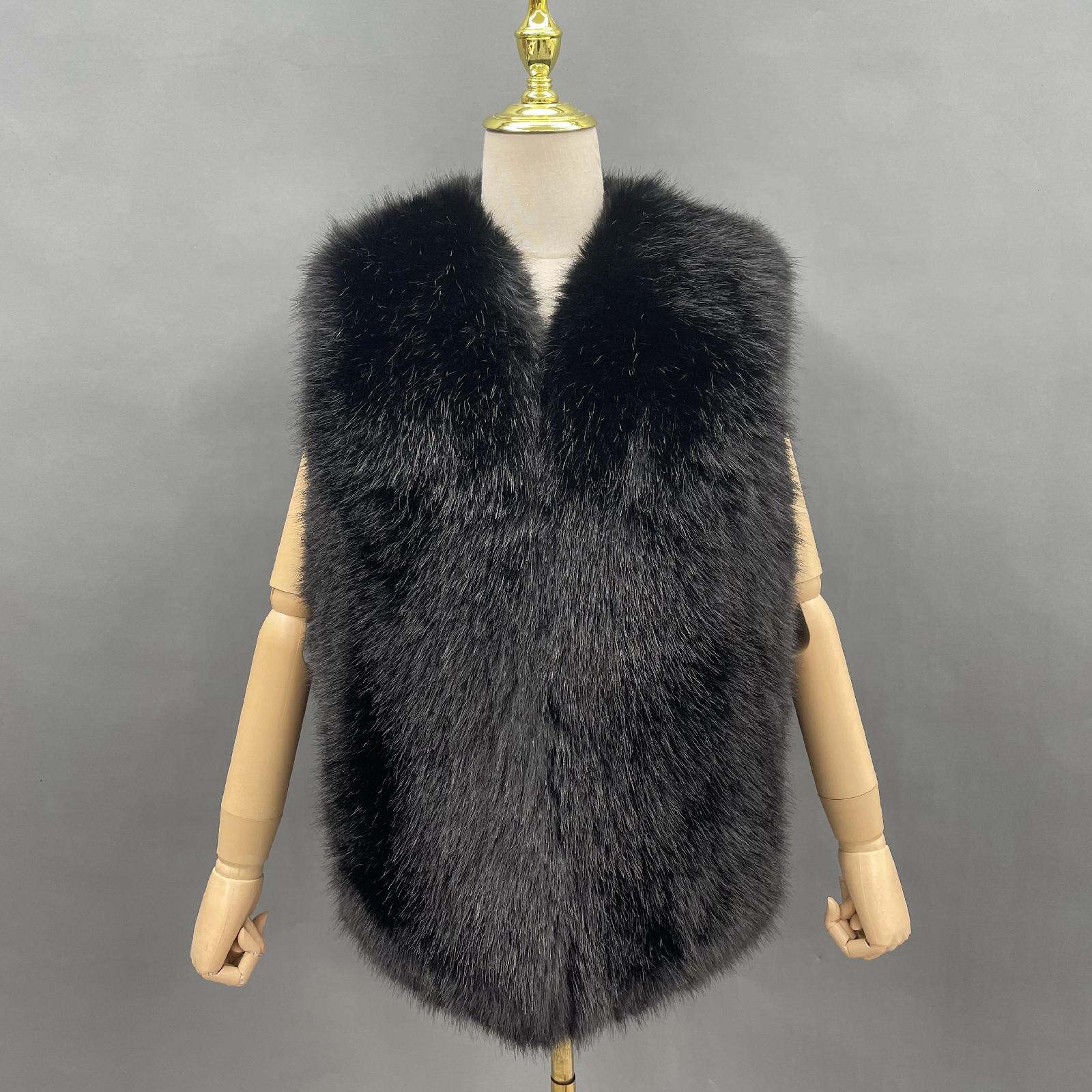 Women's Short Slim-fit Versatile Faux Fur Vest Whole Eco Fur Vest - Janefur