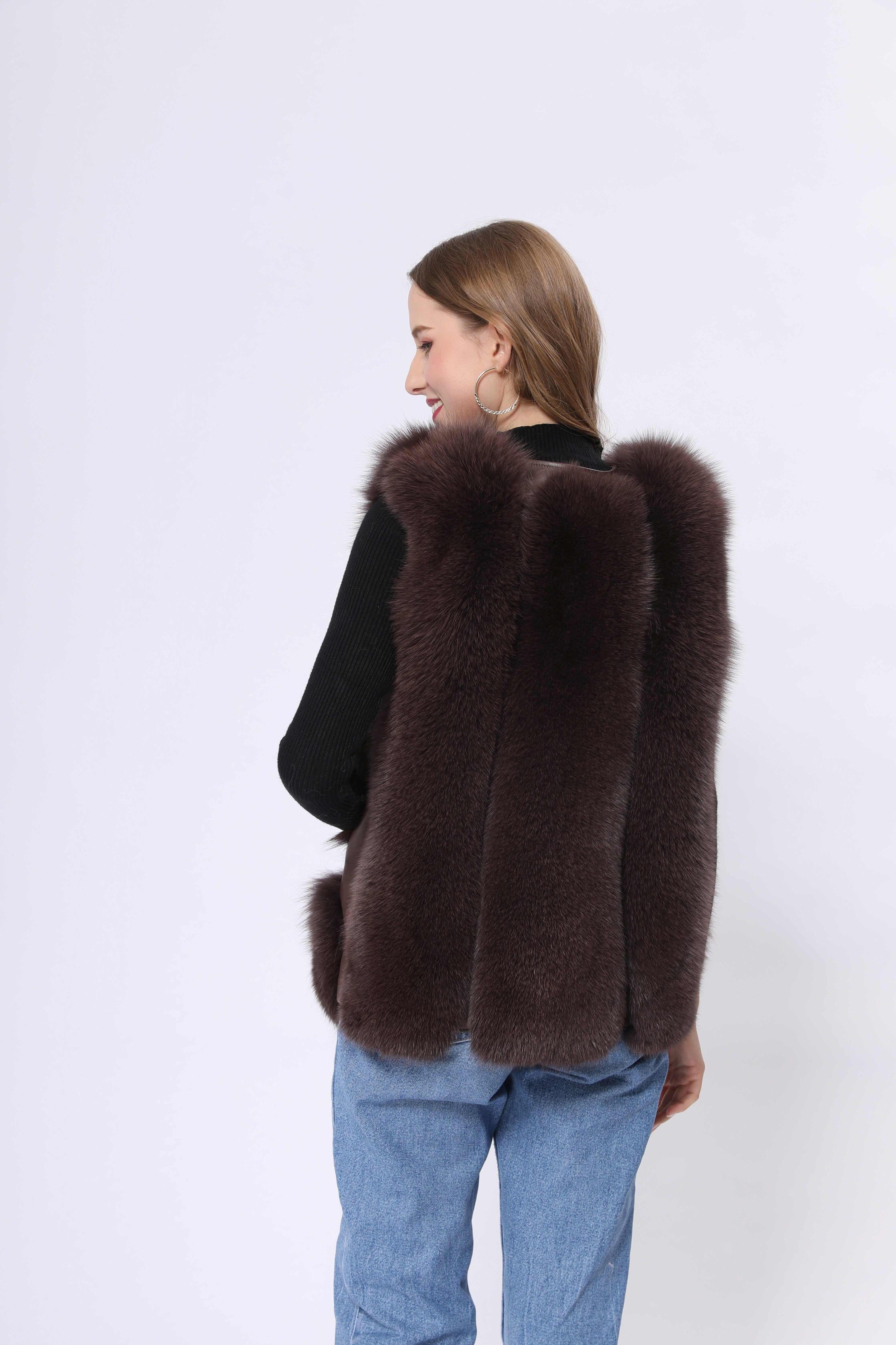 Fox Fur Sleeveless Vest For Autumn And Winter - Janefur