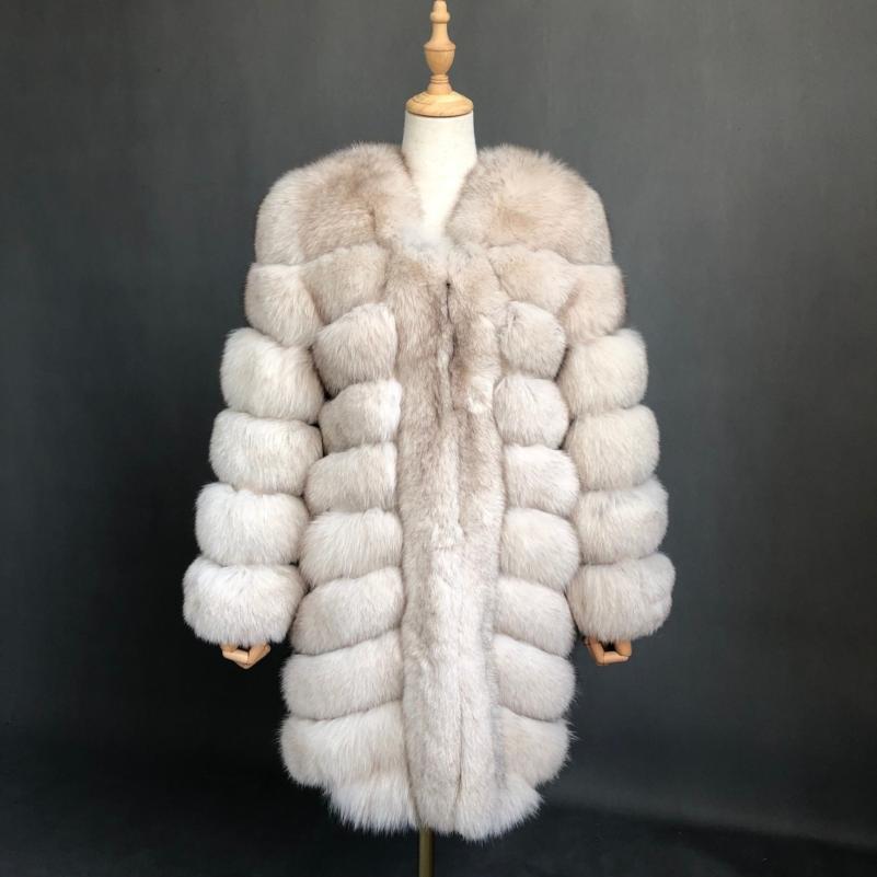 Fashion Autumn And Winter Designer Long Women's Blue Fox Fur Jacket - Janefur