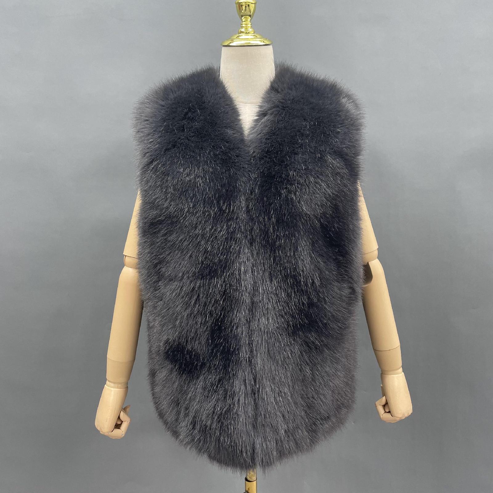Women's Short Slim-fit Versatile Faux Fur Vest Whole Eco Fur Vest - Janefur