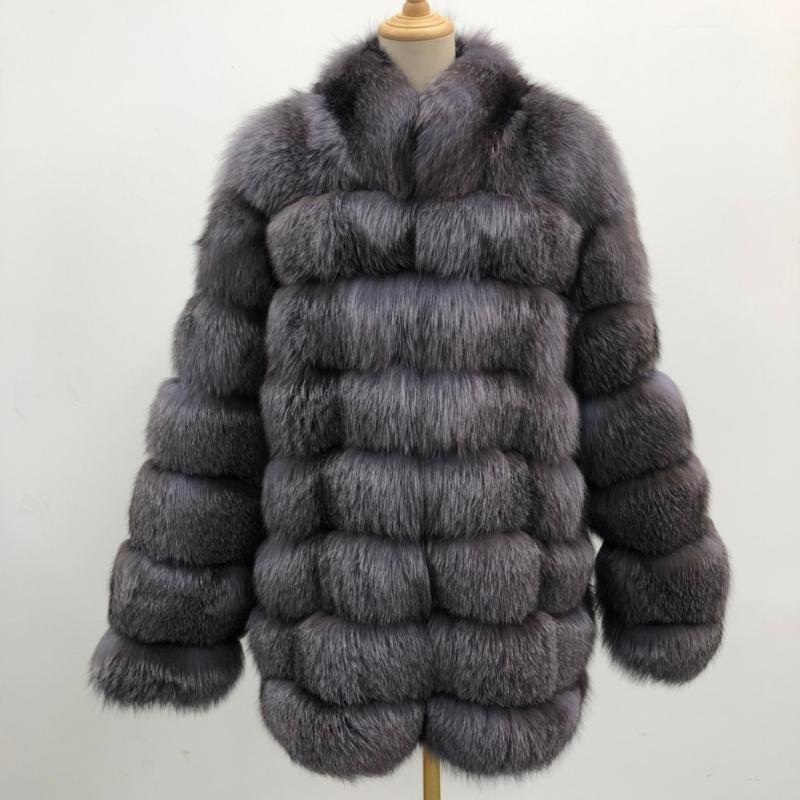 Men's Winter Fashion Warm Stand-up Collar Real Blue Fox Fur Coat - Janefur