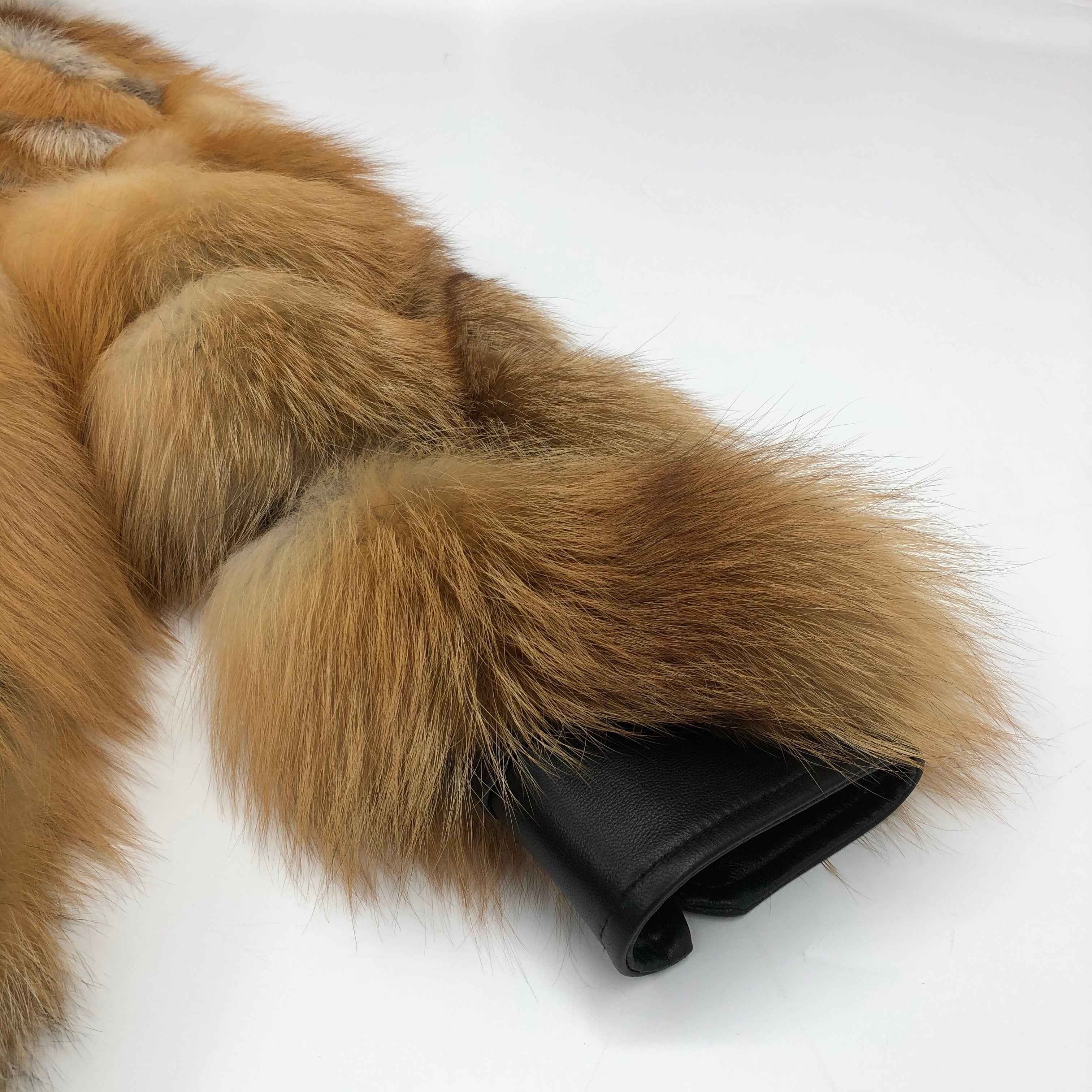 Red Fox Fur Coat with Oversized Luxe Collar – Winter Elegance Outerwear