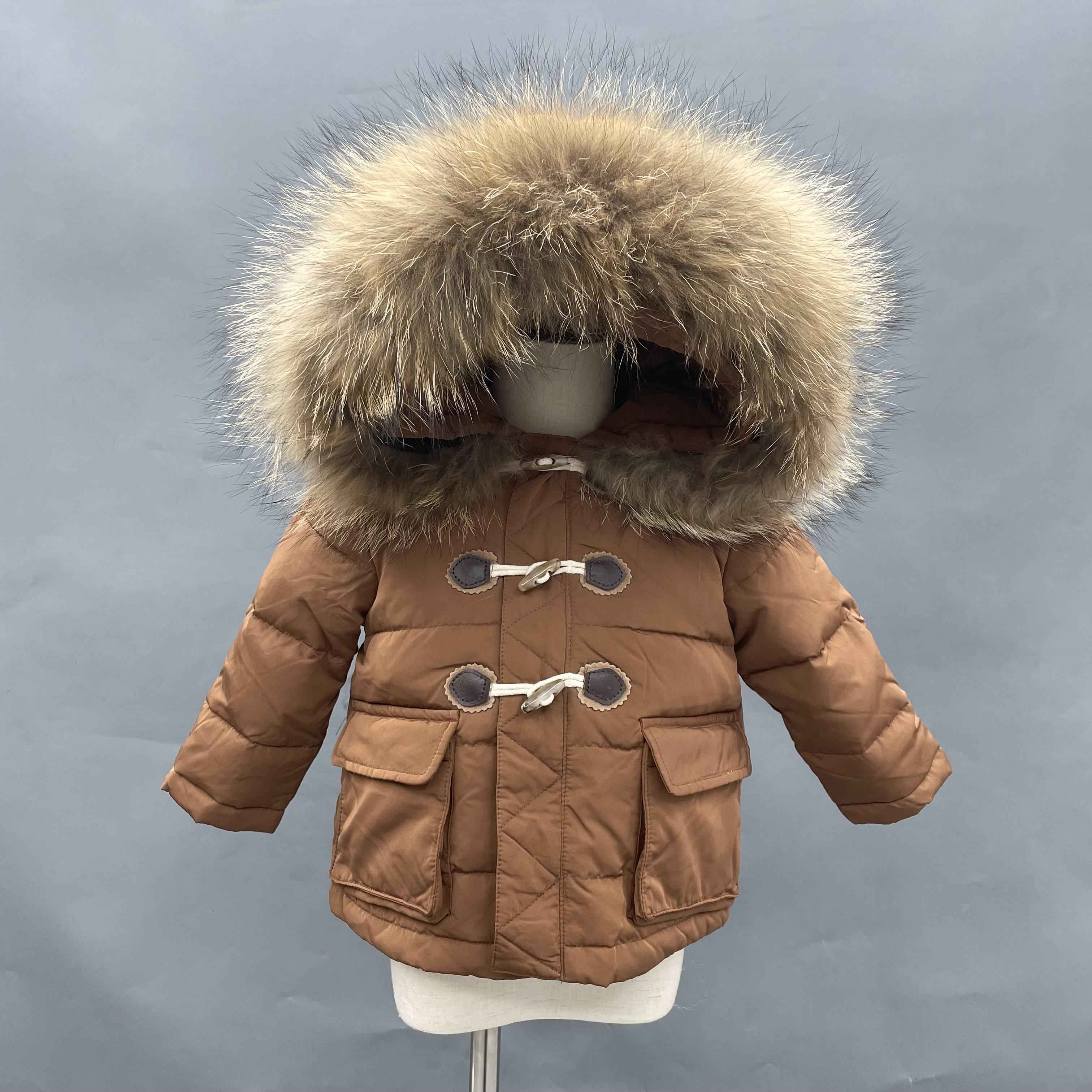 Down Raccoon Fur Hood Kid's Coat Winter Kids Mid-length Clothing Jacket
