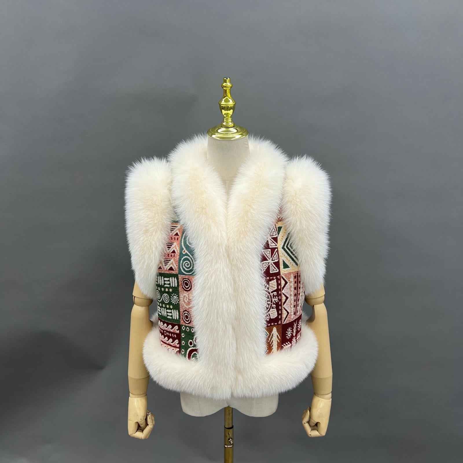 Fox Fur Vest Reversible Two-Sided Vest Women's Cute Vest - Janefur