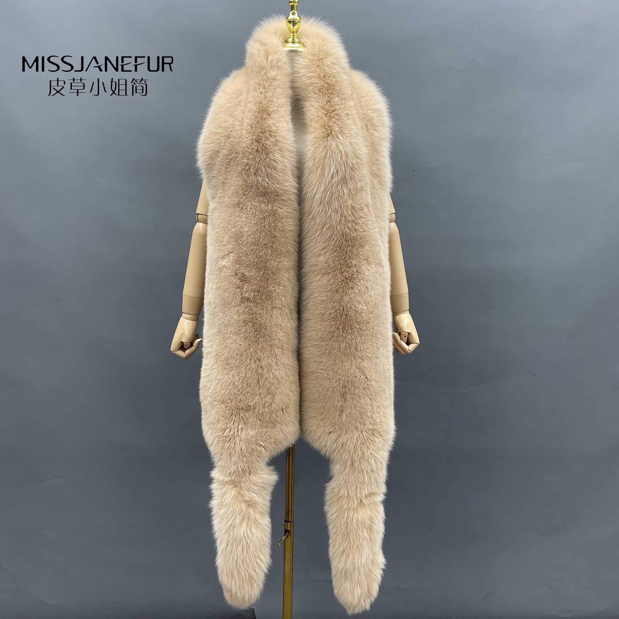 Missjanefur Fashion Symmetrical Fox Tail Fur Scarf - Janefur