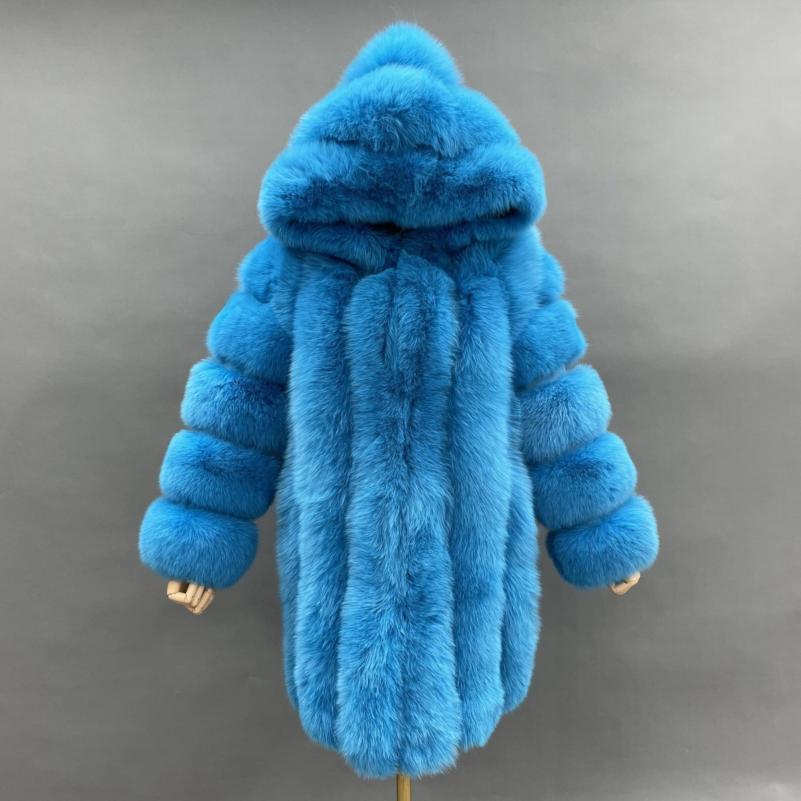 Women's Warm Real Fox Fur Hooded Coat In Winter - Janefur