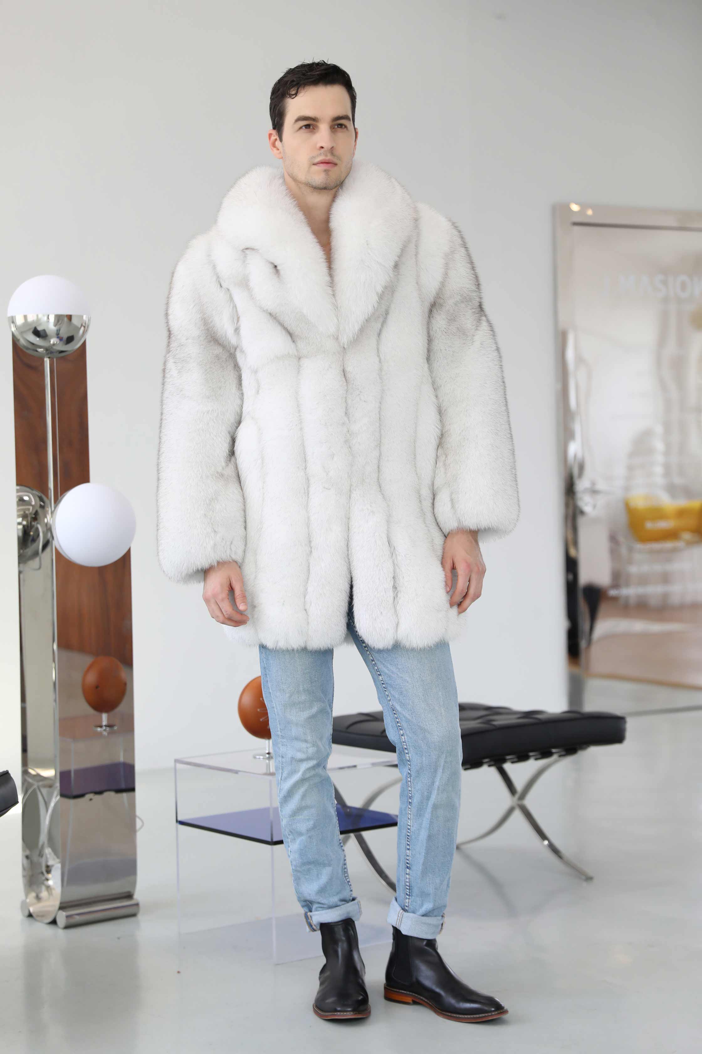 Men's Winter Luxury Natural Fur Real Fox Fur Coat - Janefur