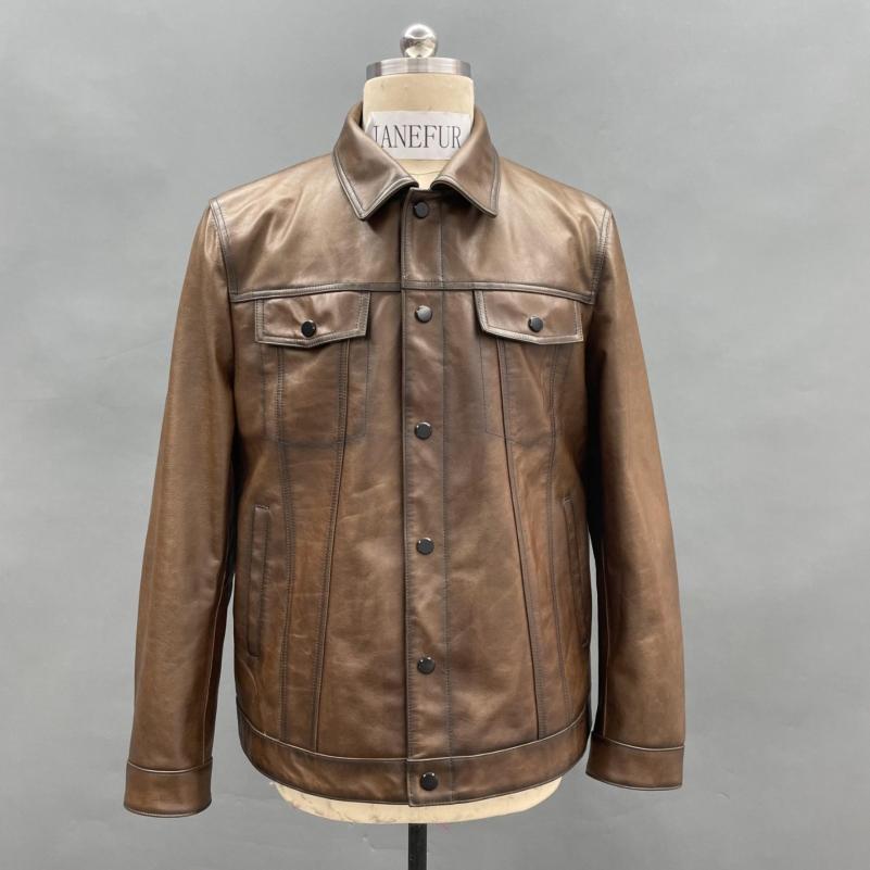 Premium Cowhide Men's Fashion Jacket - Janefur