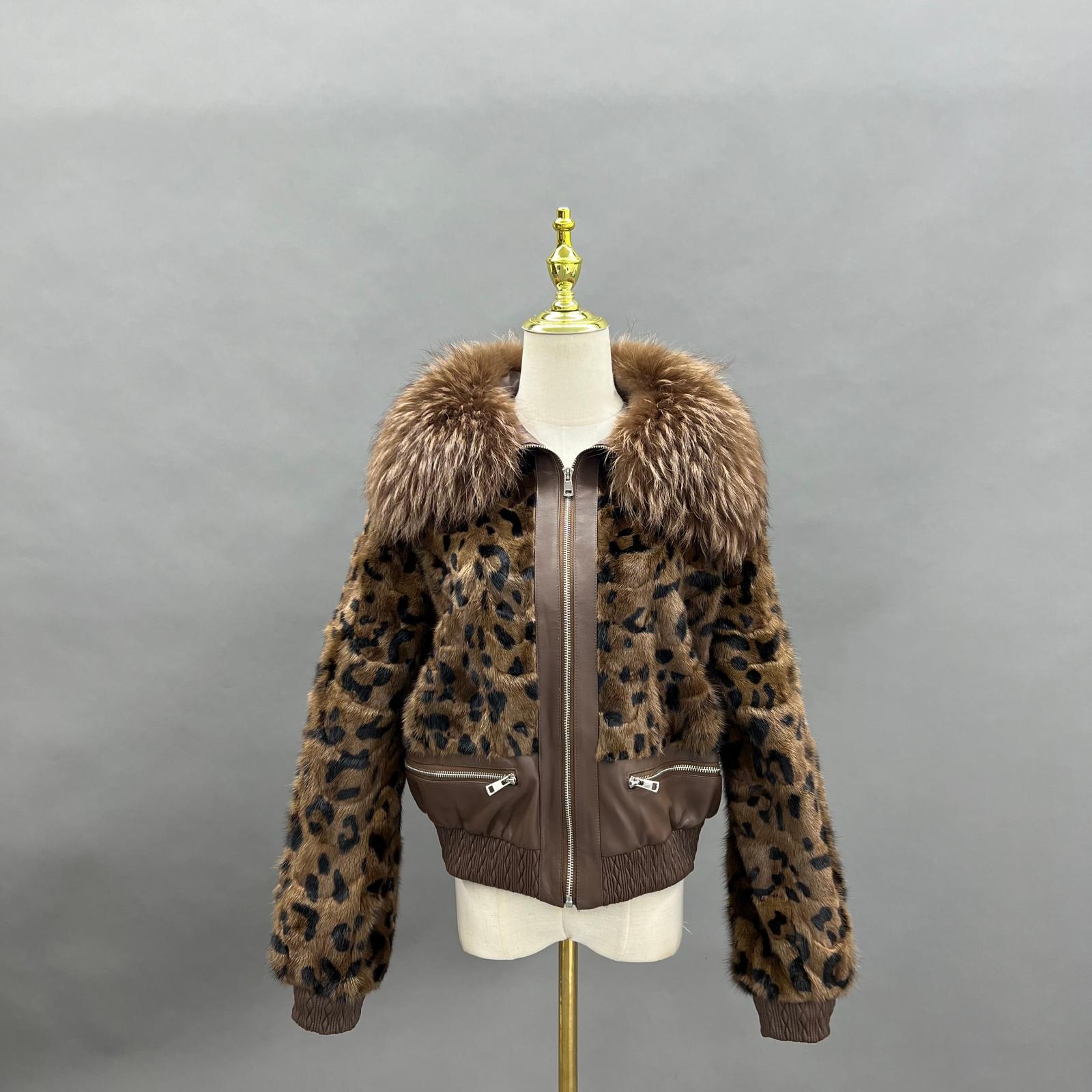 Raccoon Fur Collar Mink-Blended Fur Short Casual Versatile Coat Women's Fur Jacket - Janefur