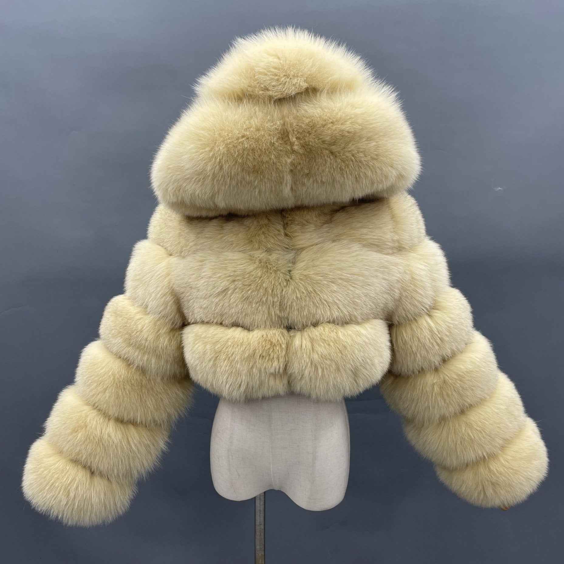 New Women's Winter Rainbow Fox Fur Hooded Coat - Janefur