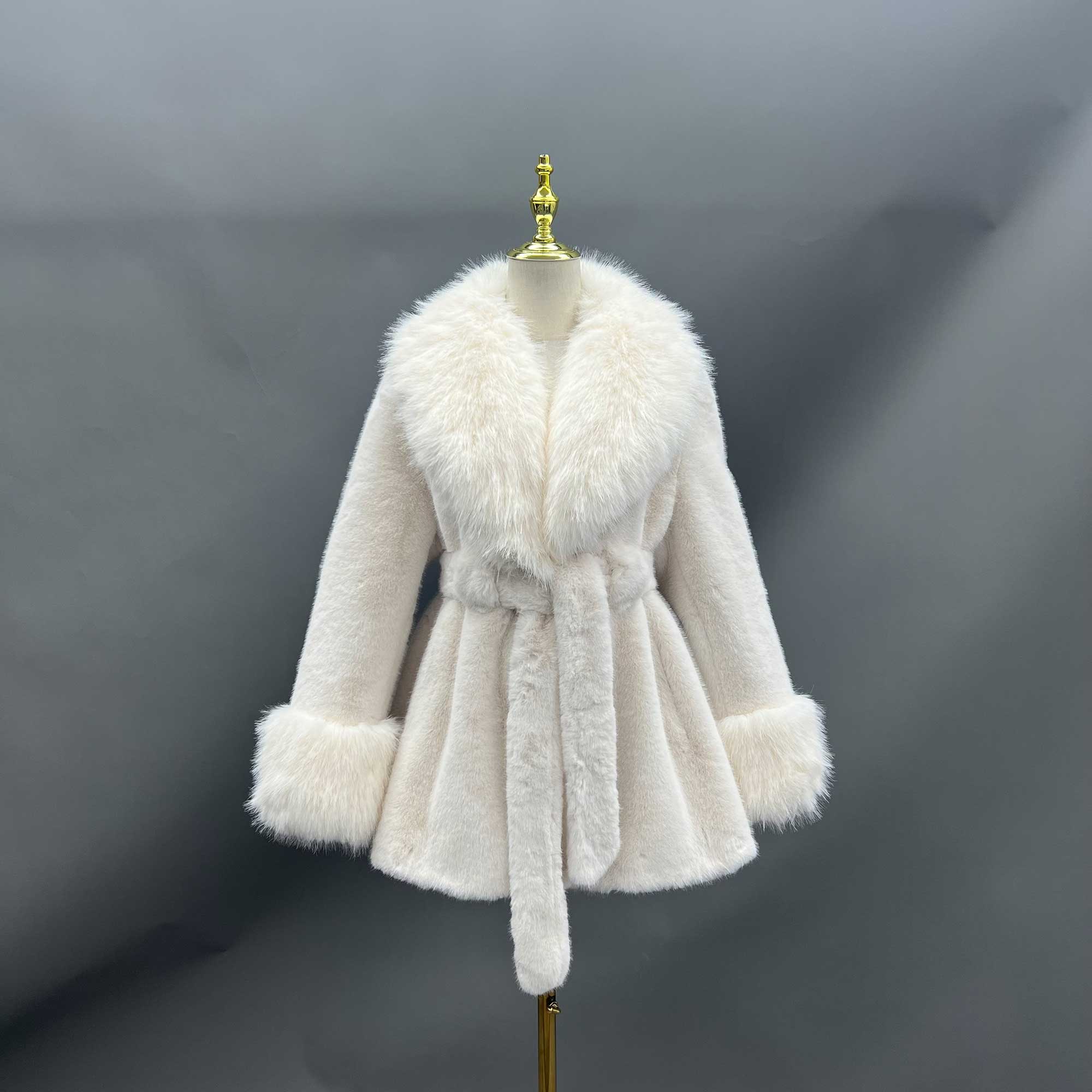 Women's New Brown Stylish Lapel Faux Fur Mink Coat - Janefur