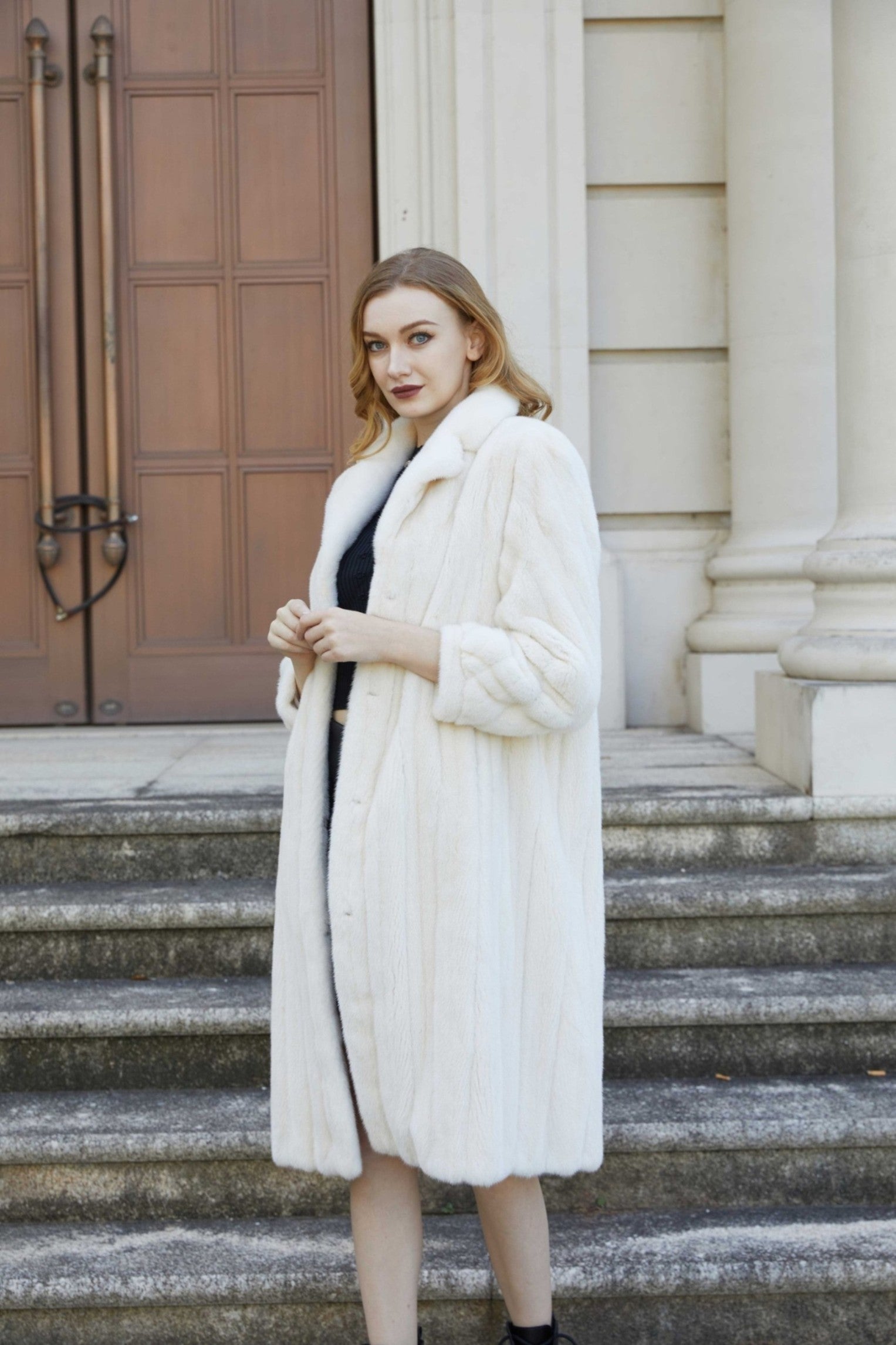 Women's Mink Spaghetti Strap Long Stand-up Collar Temperament Jacket - Janefur