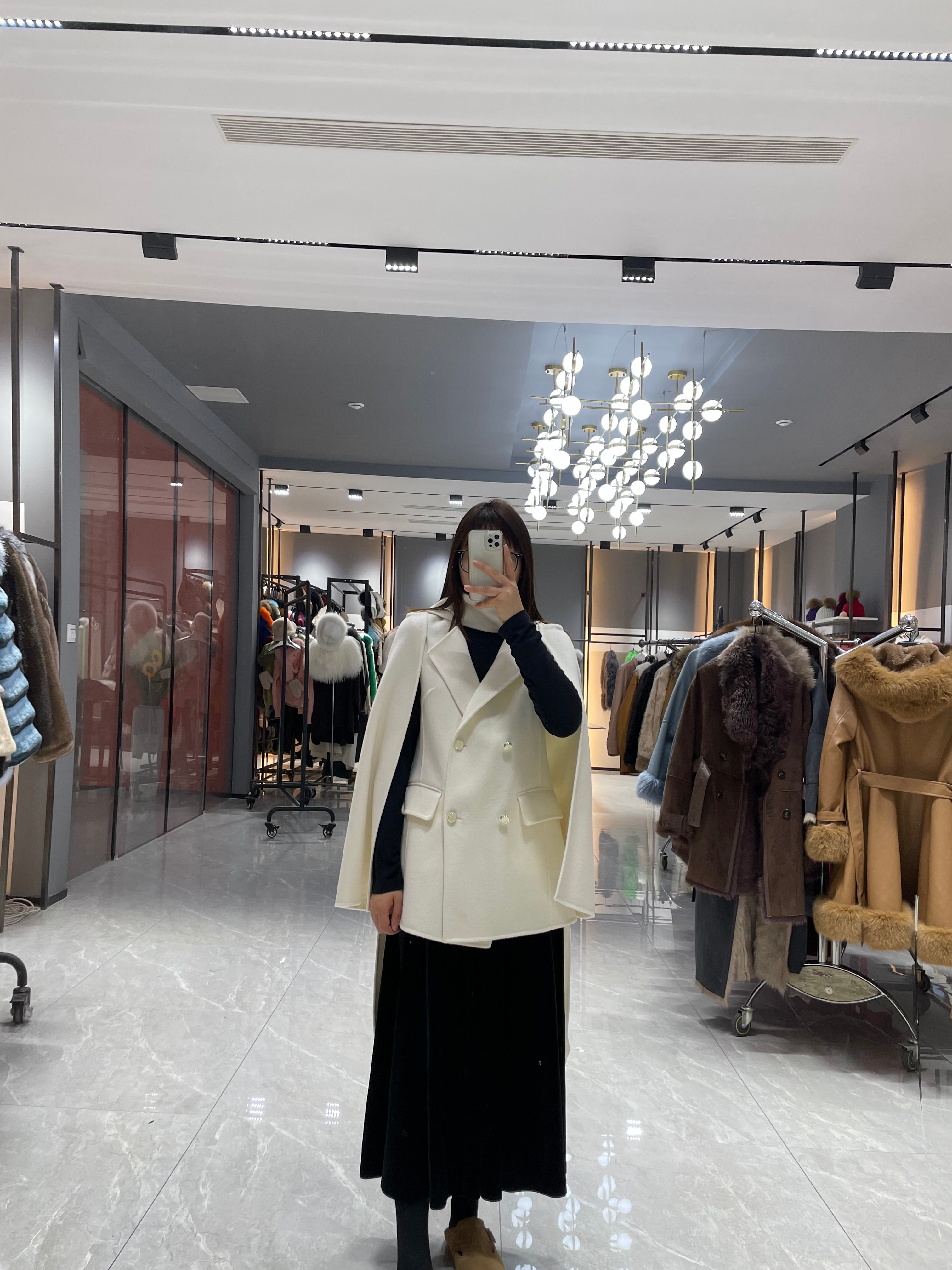 Collar decoration suit collar cashmere wool coat - Janefur