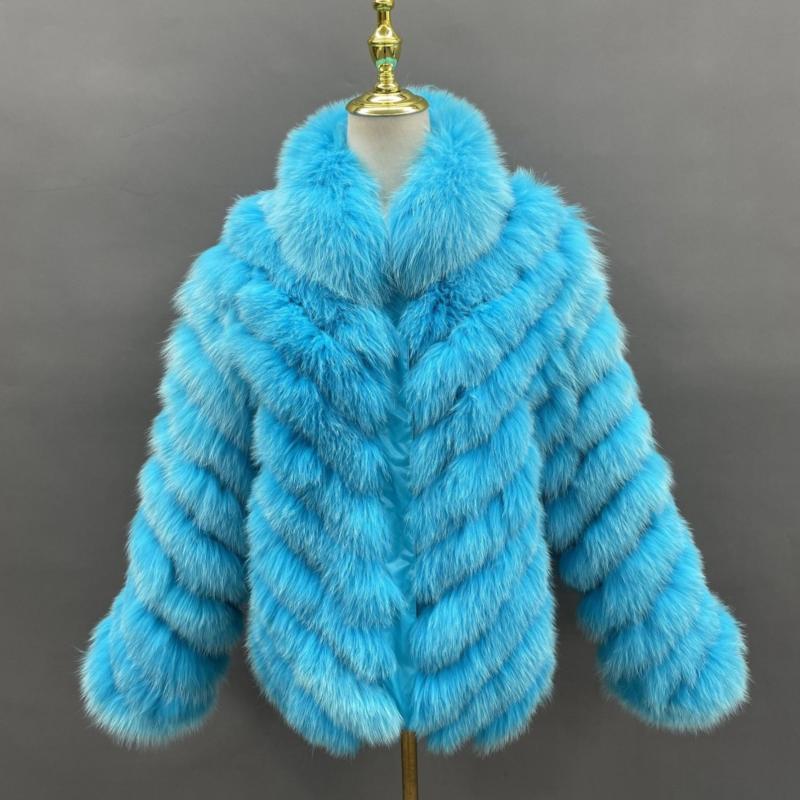 Detachable Collar Two-sided Real Fox Fur Winter Women's Short Coat - Janefur