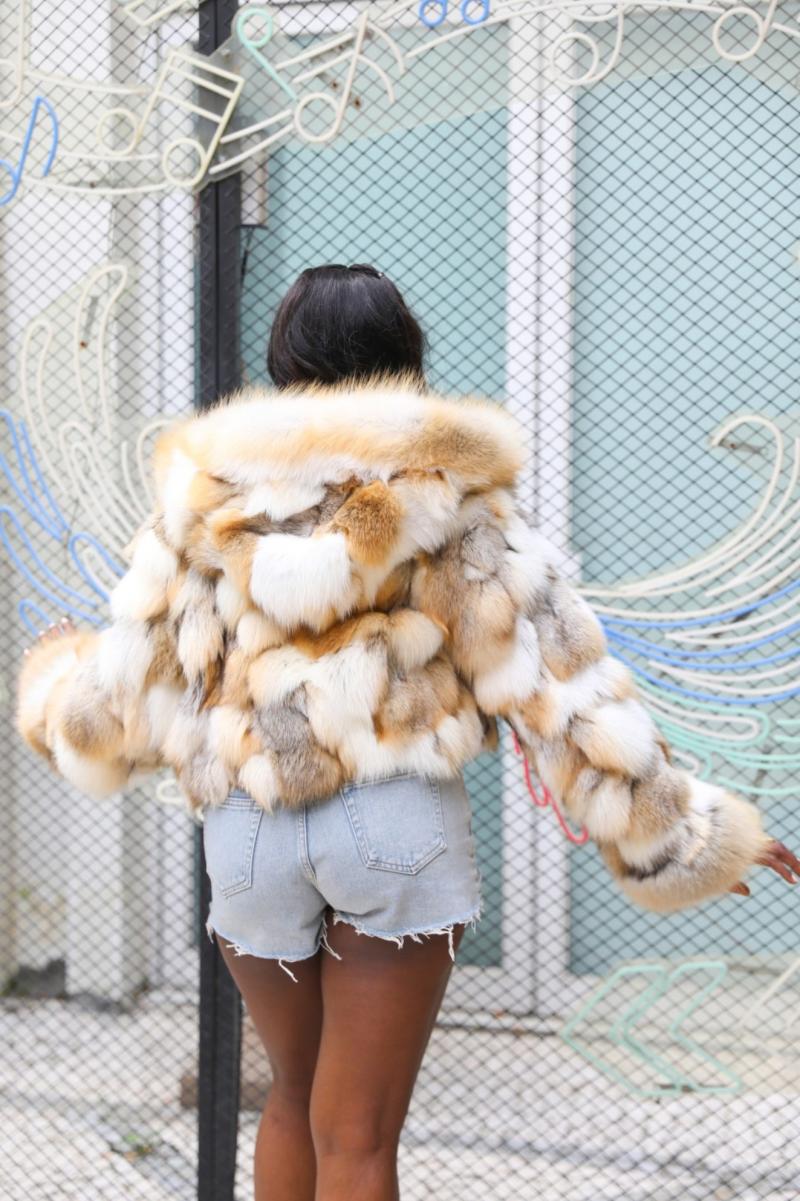 Fox Front Zipper Coat with Hood - Janefur