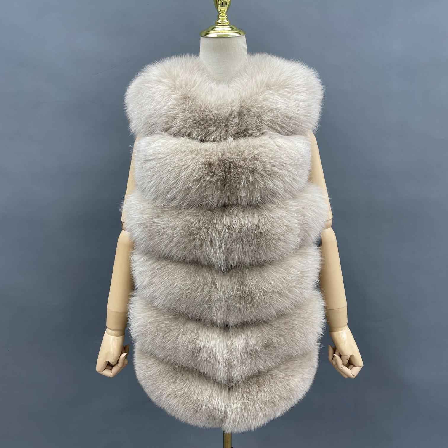 Fashion Women's Comfortable Fluffy Fox Fur Vest Solid Color - Janefur