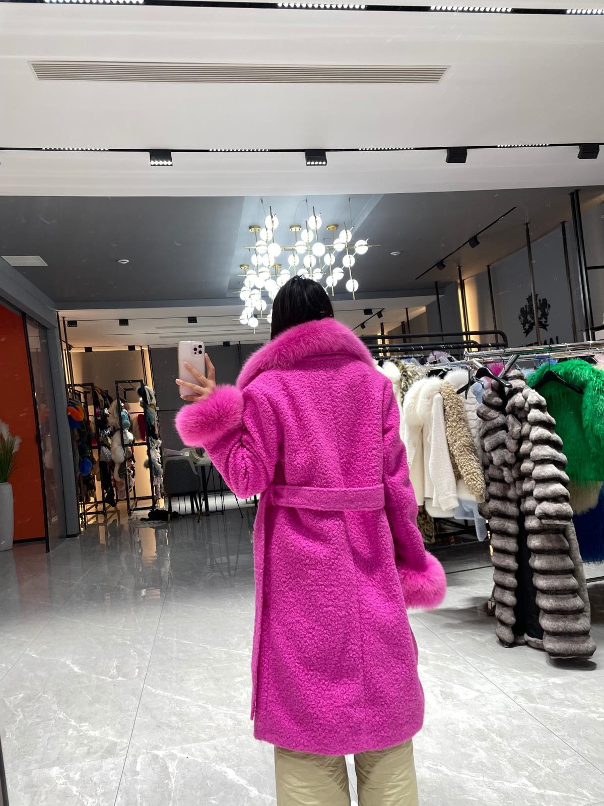 Circle Fleece Coat for Women Classic Fashion Small Square - Collar Jacket - Janefur