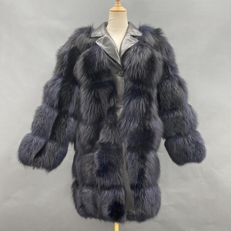 Winter New Leather Collar Button Design Men's Real Fox Fur Coat - Janefur