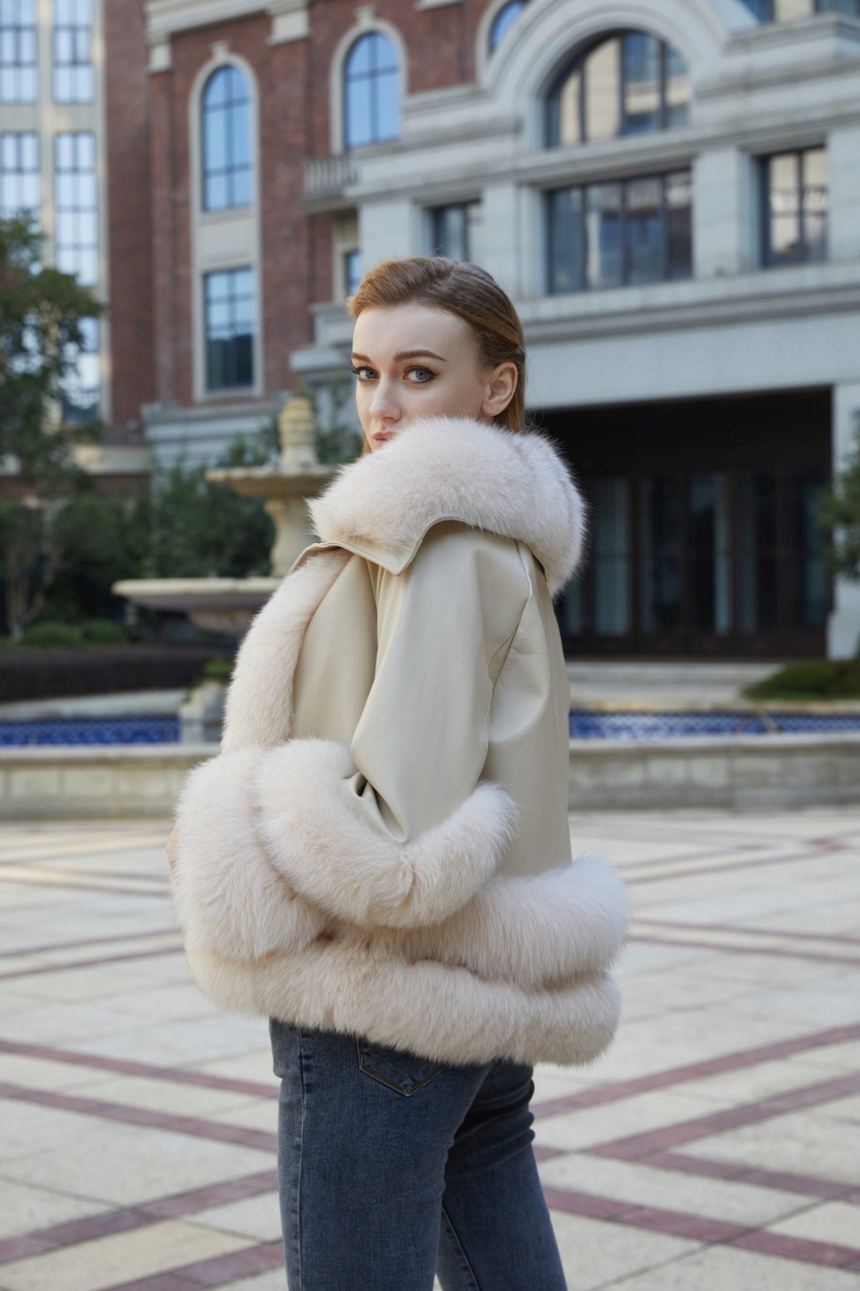 Women's Fox Fur Lapel Down Inner Jacket - Janefur