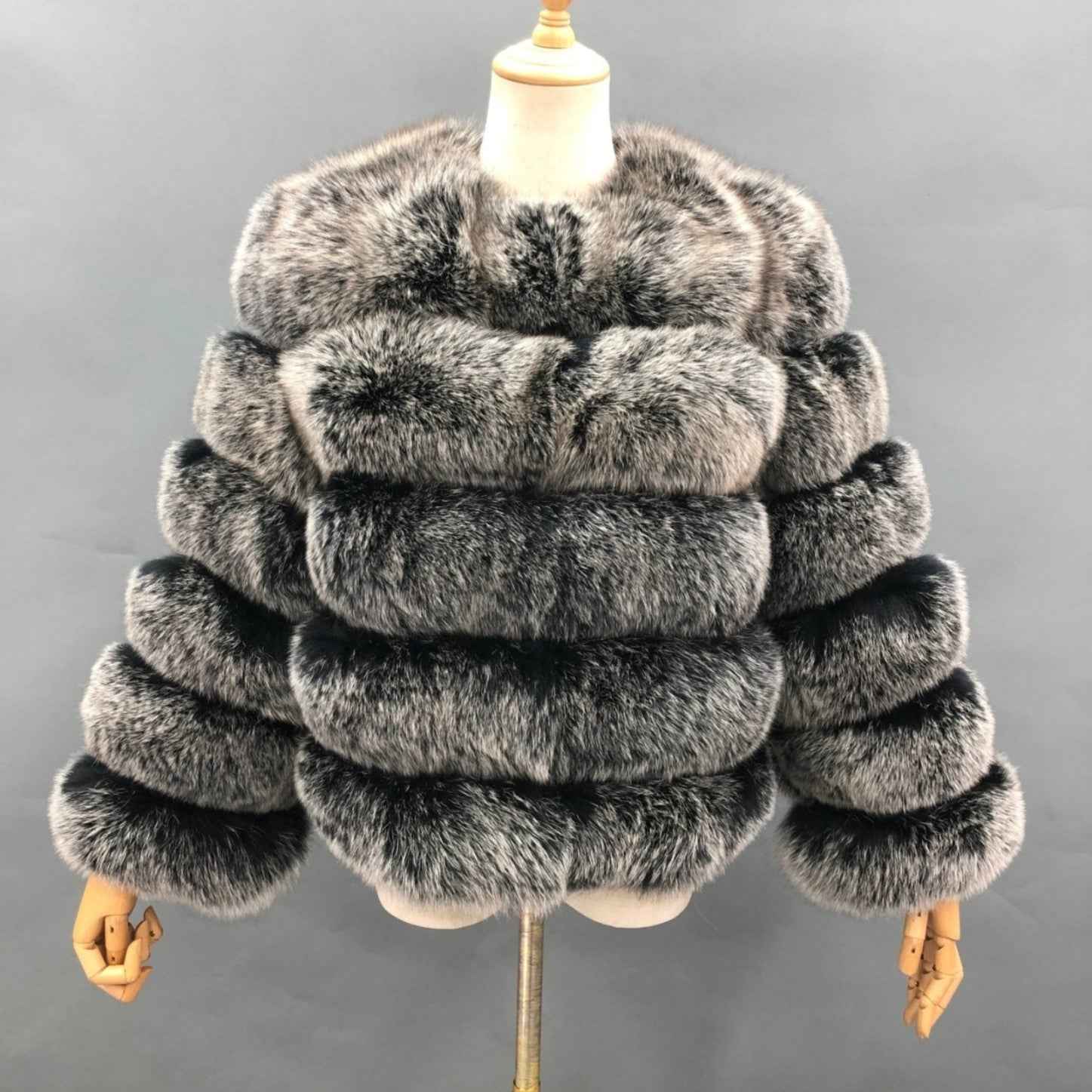 Women's Winter Five Sections Basic Fox Fur Coat - Janefur
