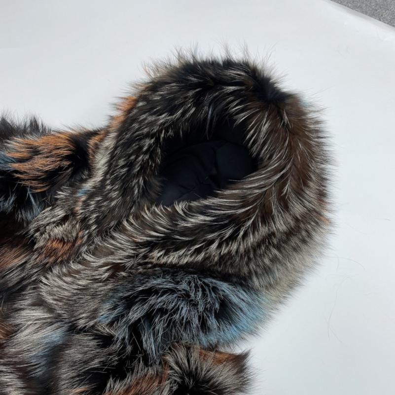 Long Blue Fox Hooded Fox Fur Coat - Janefur