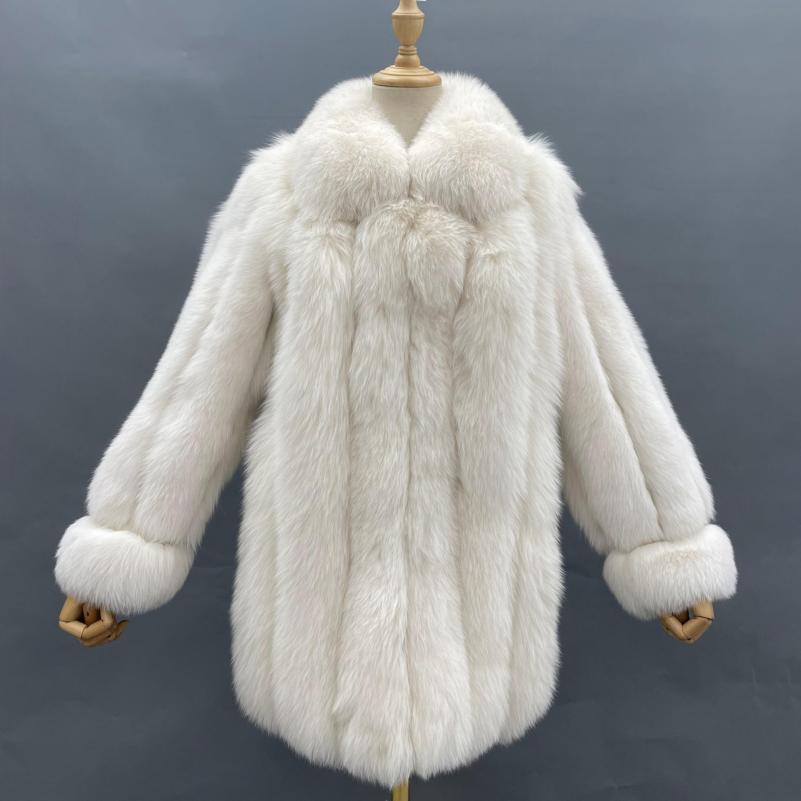Fashion Solid Color Real Fox Fur Winter Women's Coat - Janefur