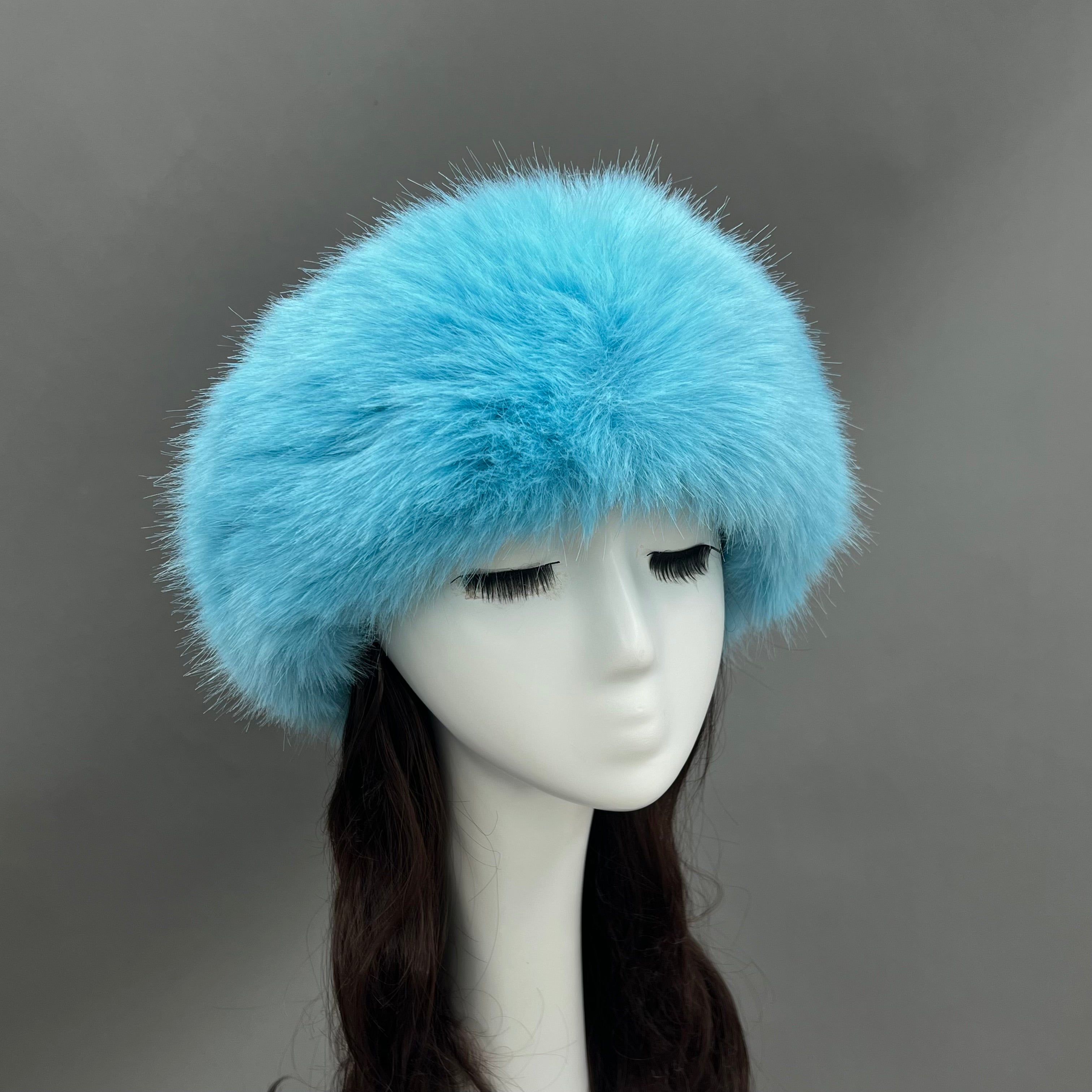 Luxury Burgundy Faux Fur Hat for Women – Warm Winter Headwear, Fashionable Pom Pom Style, Soft & Stylish False Hair Cap 2# F