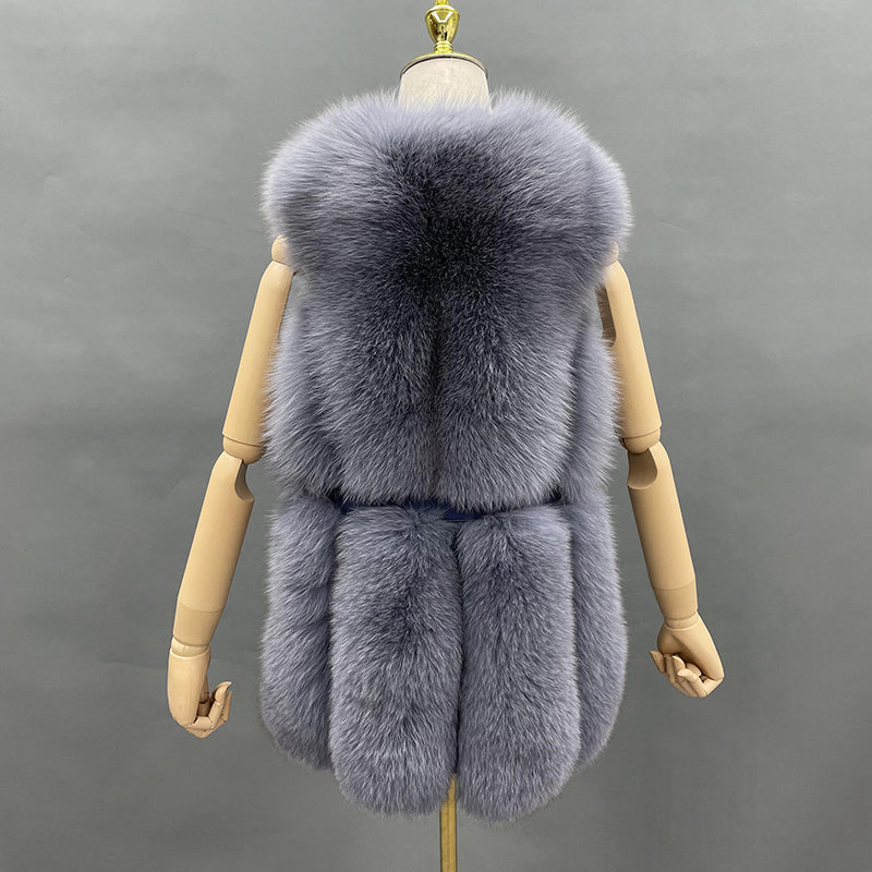 Fall And Winter Women Fox Fur Vest Belt Style Trend Vest - Janefur