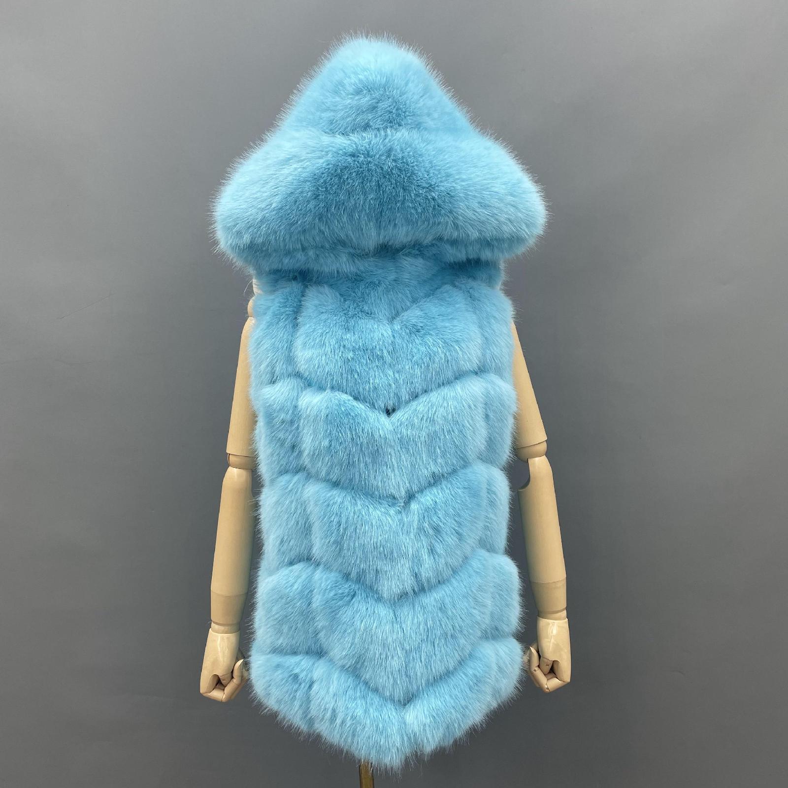 Women's Hooded Vest for Spring and Autumn Faux Fur Vest Eco Fur Coat - Janefur