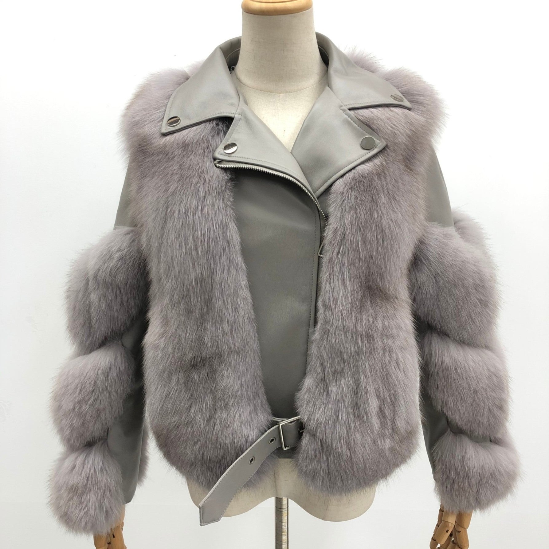 Women's Fall and Winter Fashion Leather Collar Fox Fur Parka - Janefur