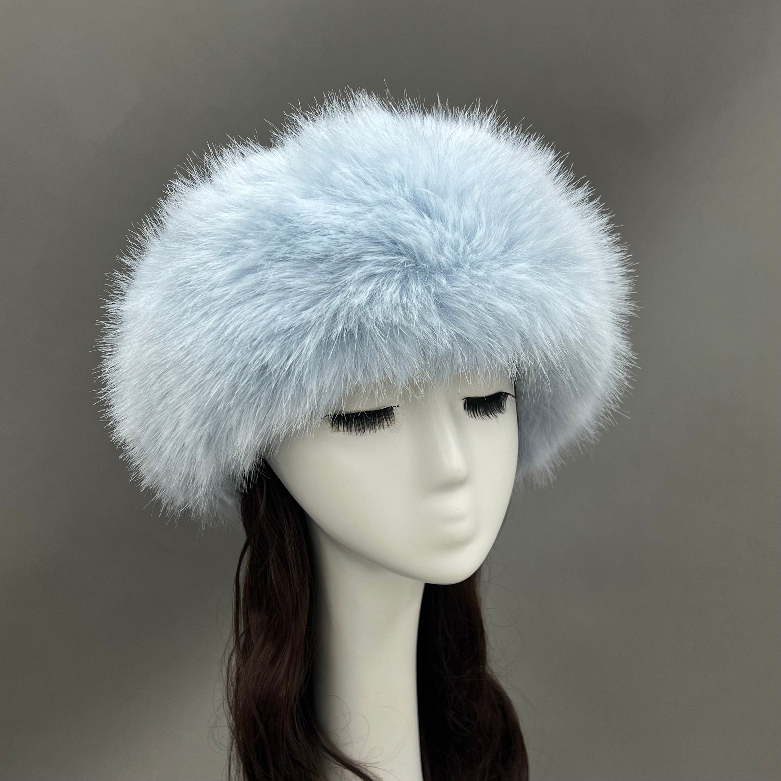 Luxury Burgundy Faux Fur Hat for Women – Warm Winter Headwear, Fashionable Pom Pom Style, Soft & Stylish False Hair Cap 7# F